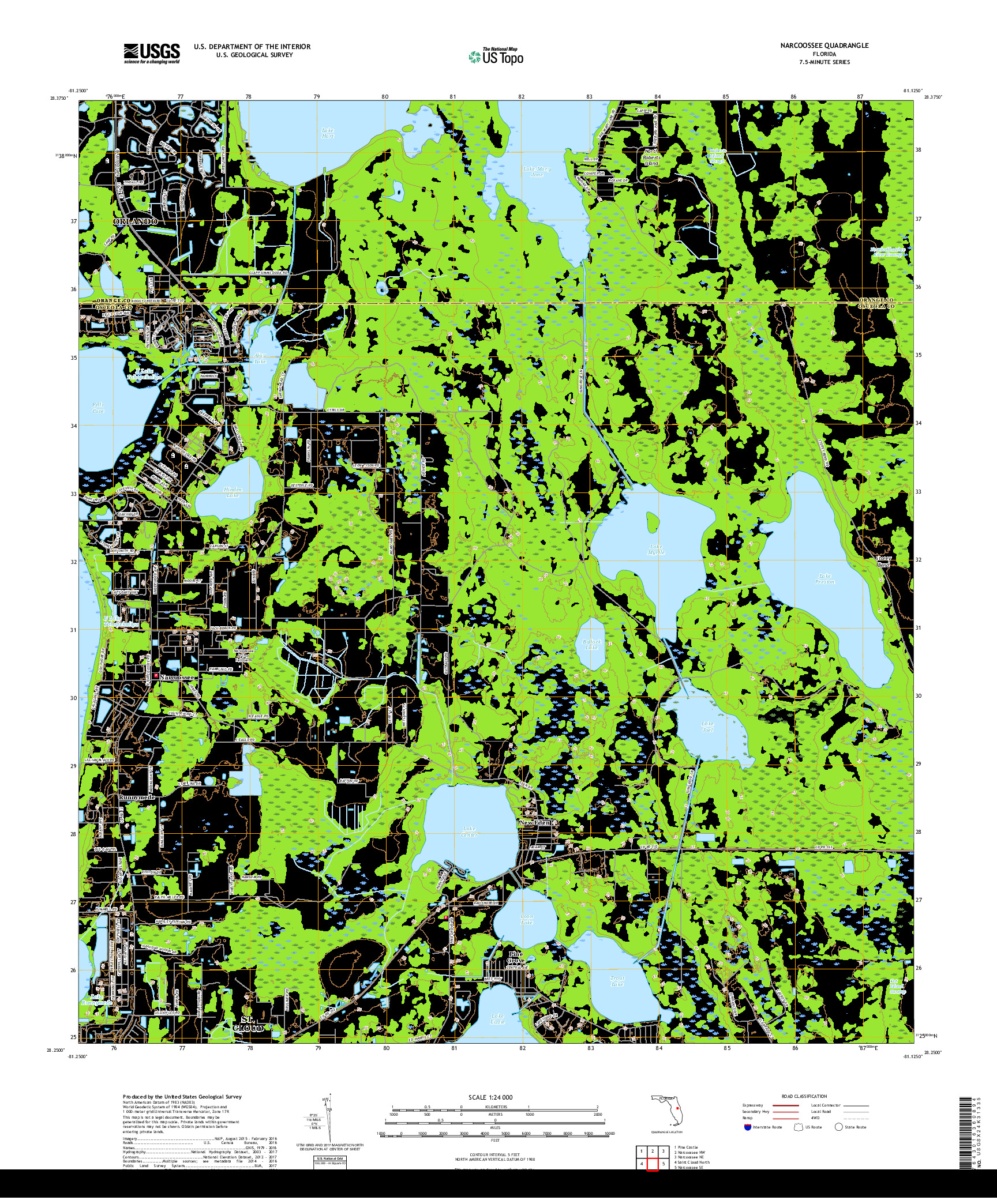 USGS US TOPO 7.5-MINUTE MAP FOR NARCOOSSEE, FL 2018