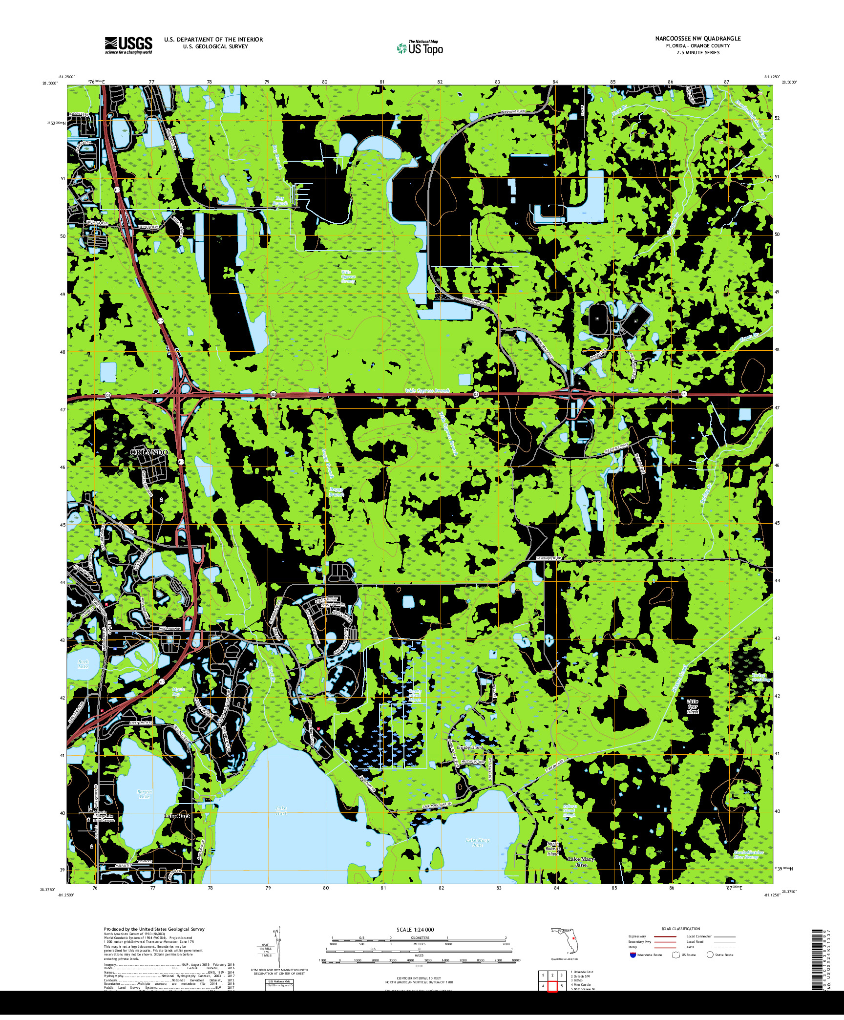 USGS US TOPO 7.5-MINUTE MAP FOR NARCOOSSEE NW, FL 2018