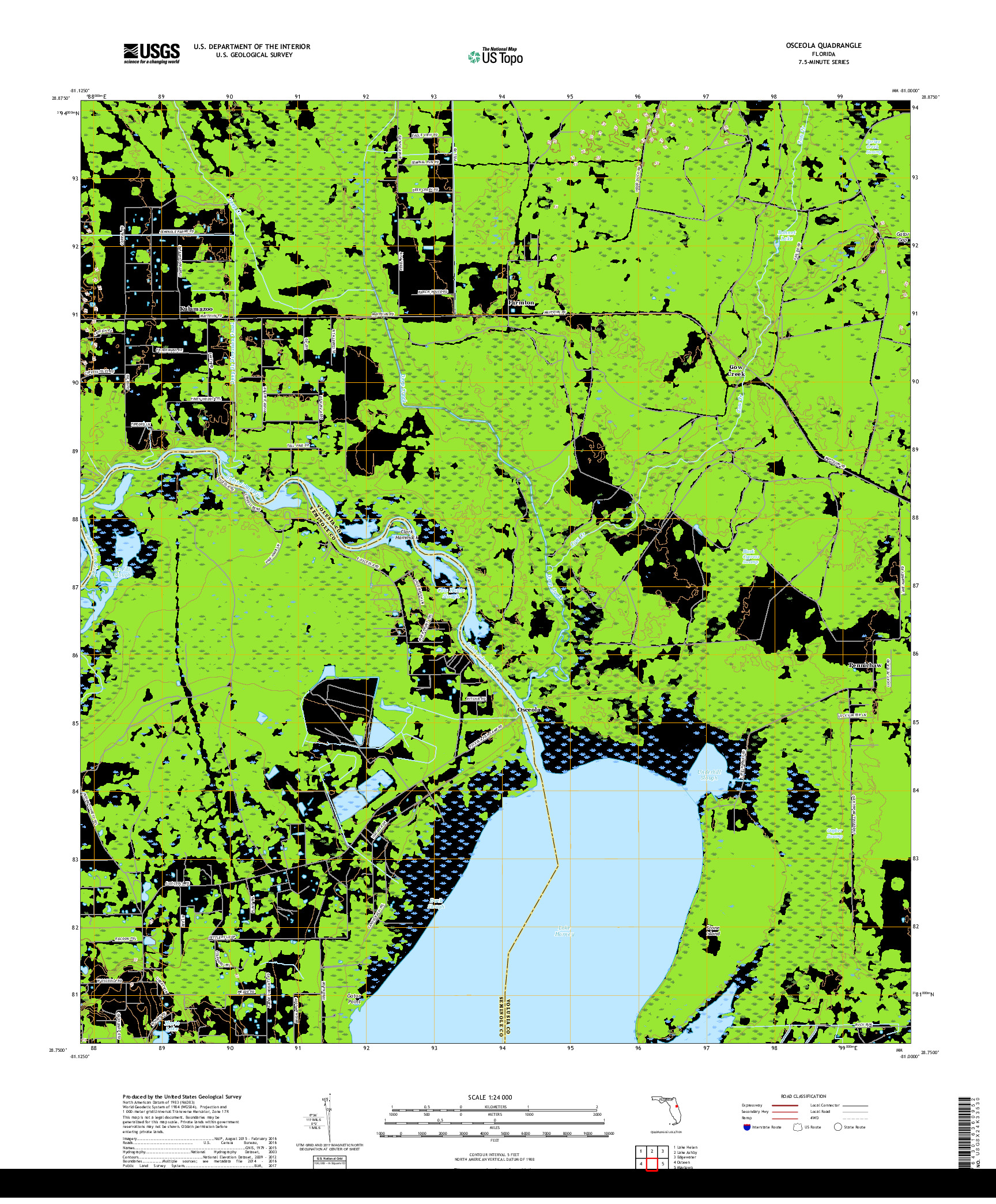 USGS US TOPO 7.5-MINUTE MAP FOR OSCEOLA, FL 2018