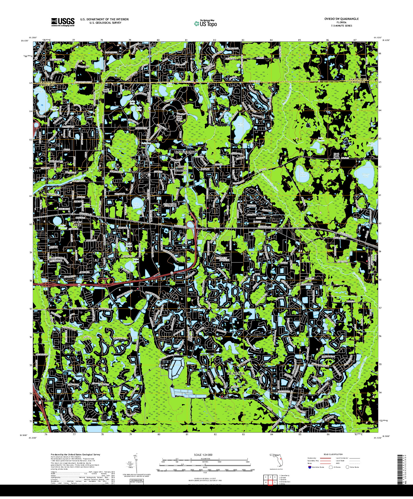 USGS US TOPO 7.5-MINUTE MAP FOR OVIEDO SW, FL 2018