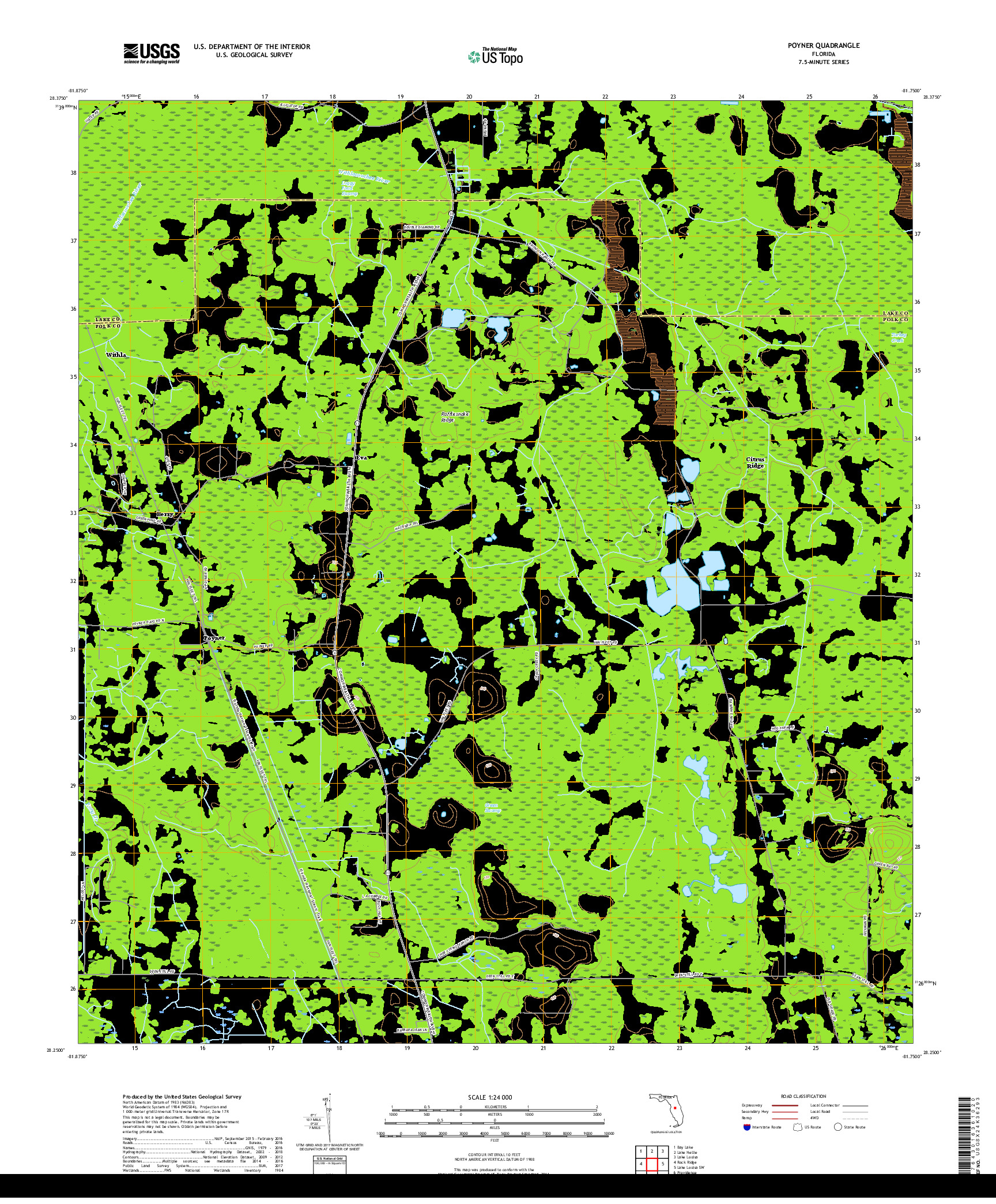 USGS US TOPO 7.5-MINUTE MAP FOR POYNER, FL 2018