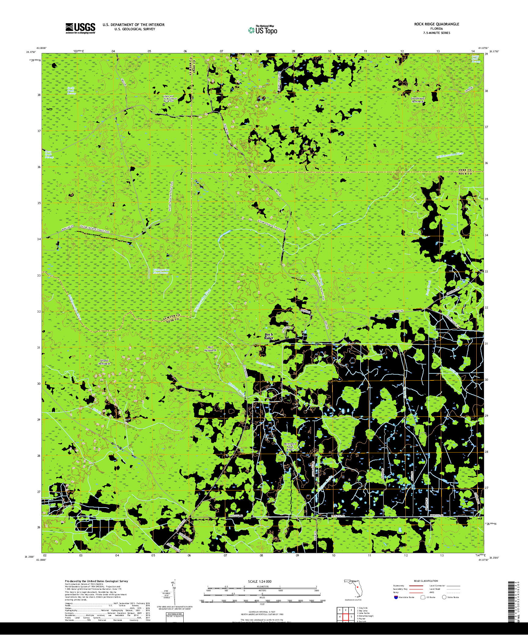 USGS US TOPO 7.5-MINUTE MAP FOR ROCK RIDGE, FL 2018