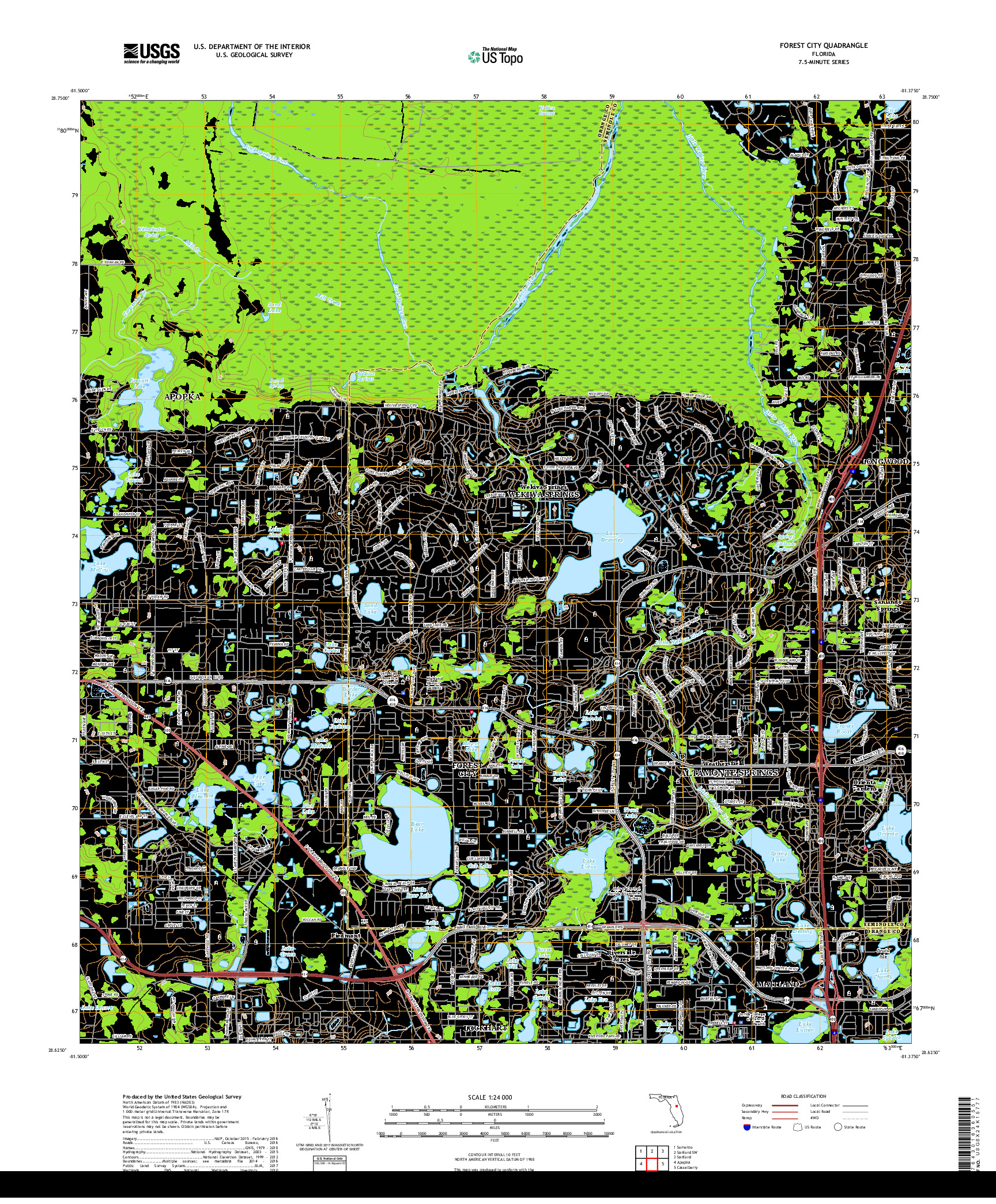 USGS US TOPO 7.5-MINUTE MAP FOR FOREST CITY, FL 2018