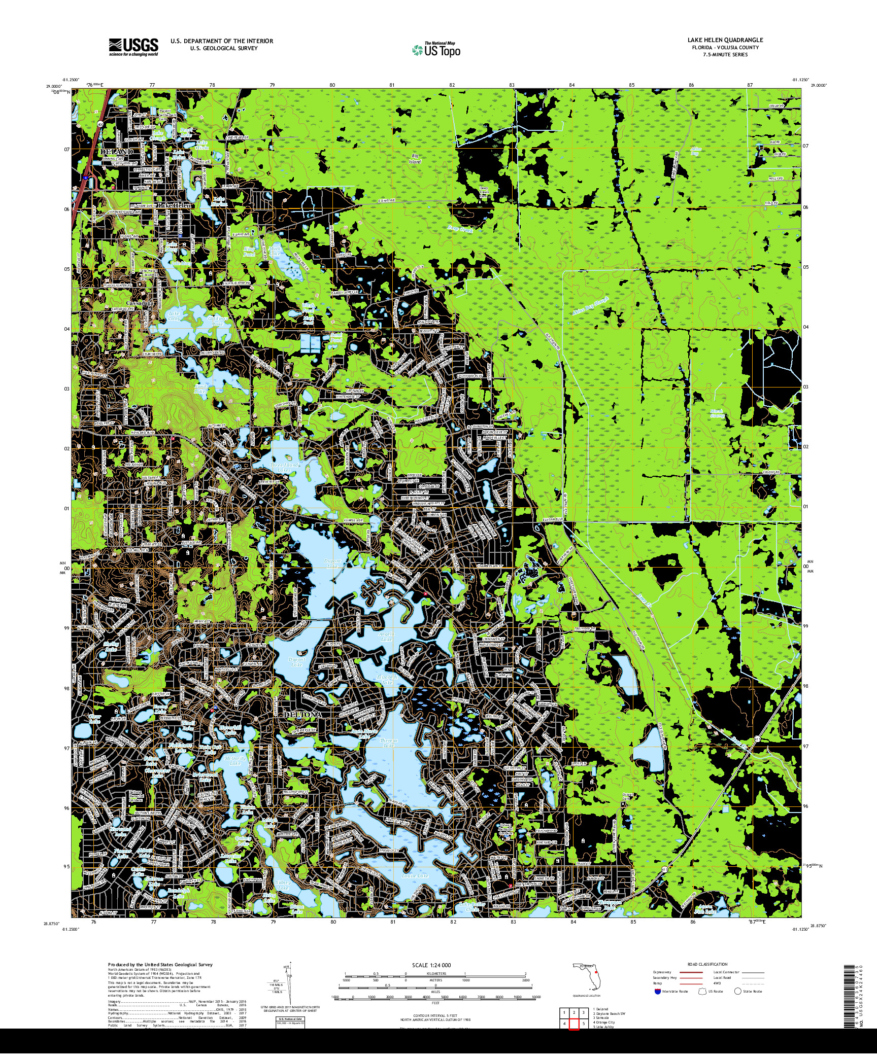 USGS US TOPO 7.5-MINUTE MAP FOR LAKE HELEN, FL 2018