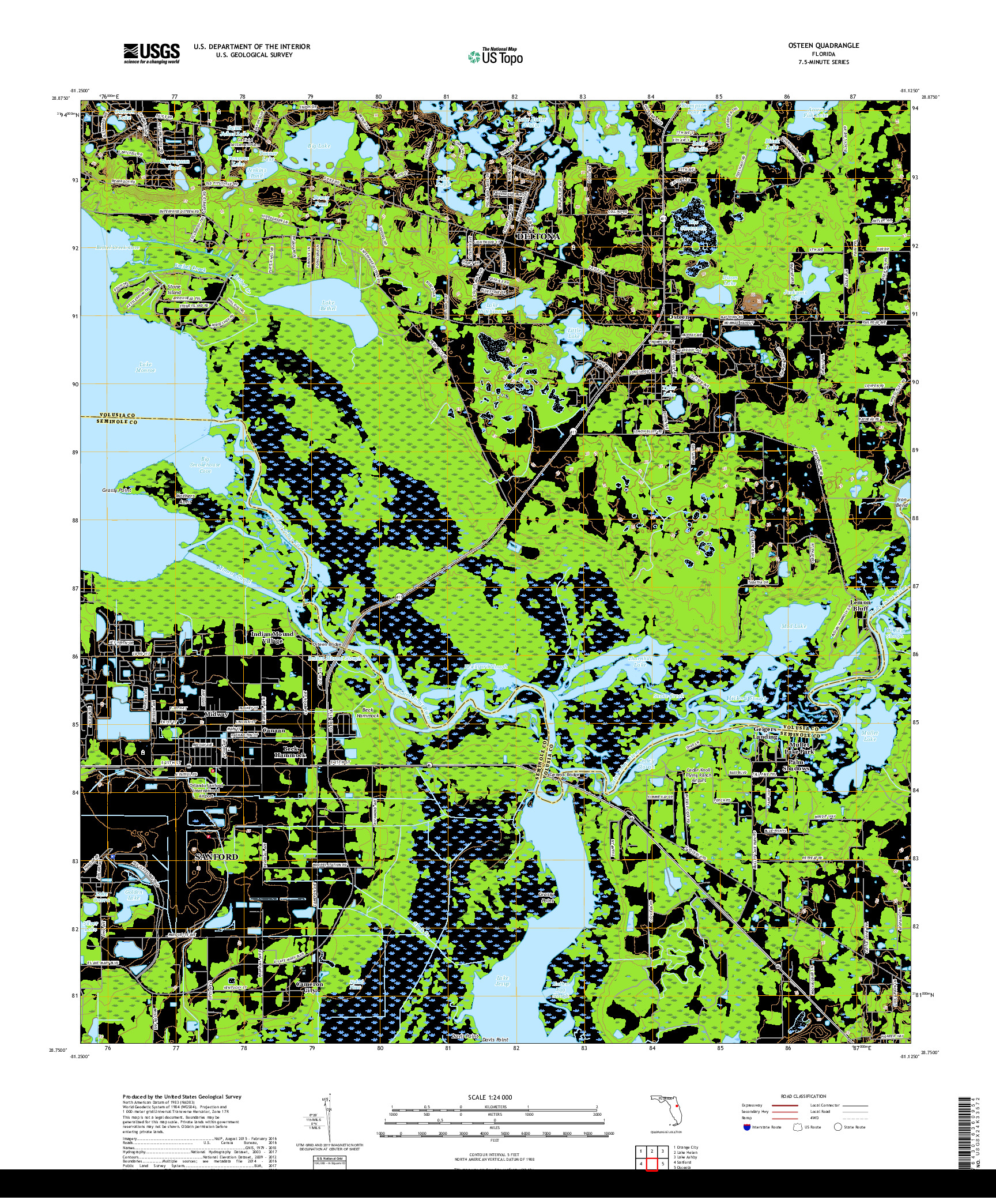 USGS US TOPO 7.5-MINUTE MAP FOR OSTEEN, FL 2018