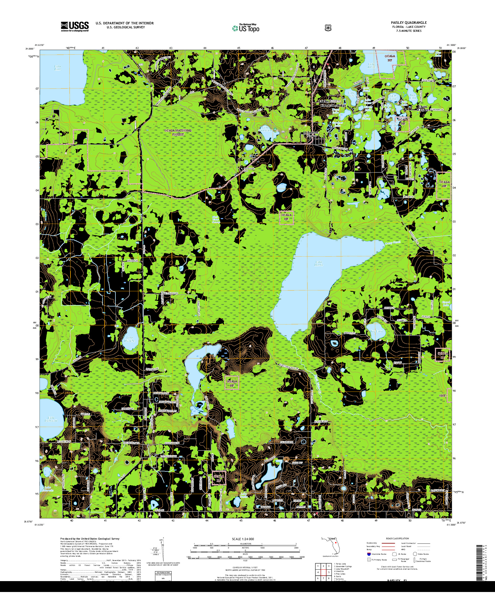 USGS US TOPO 7.5-MINUTE MAP FOR PAISLEY, FL 2018