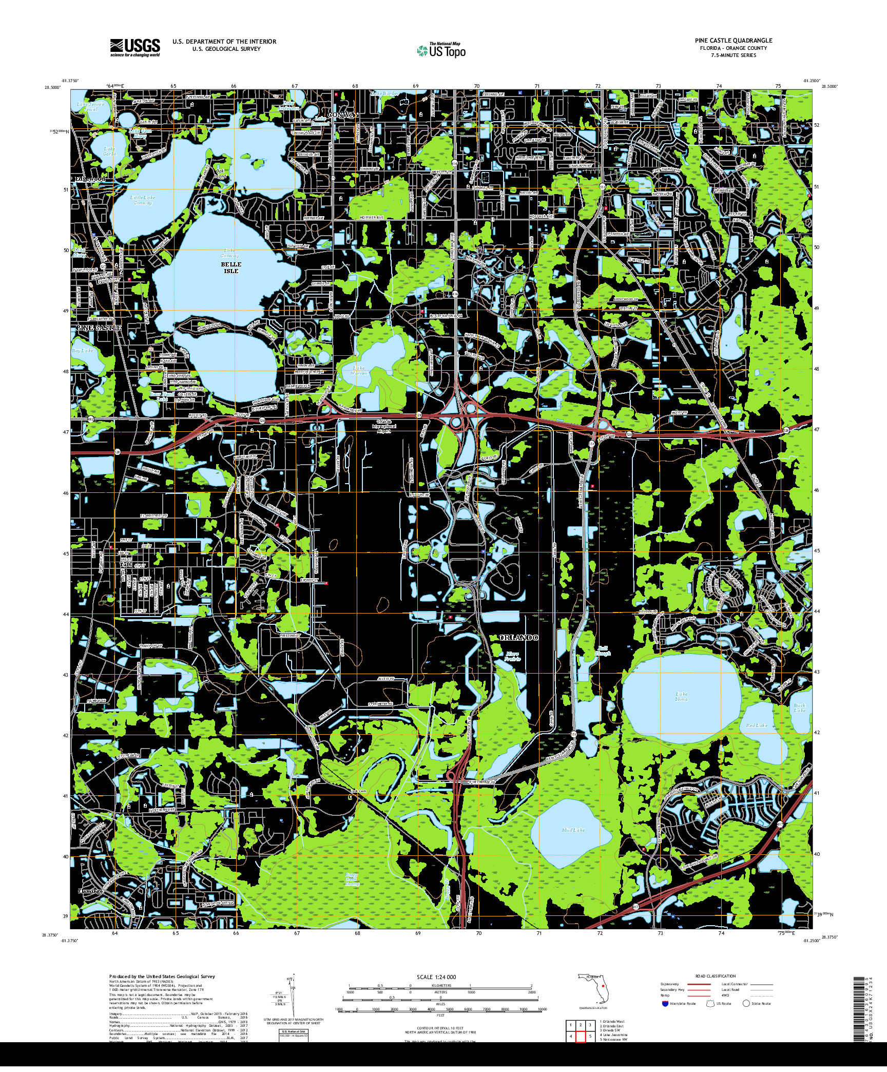 USGS US TOPO 7.5-MINUTE MAP FOR PINE CASTLE, FL 2018