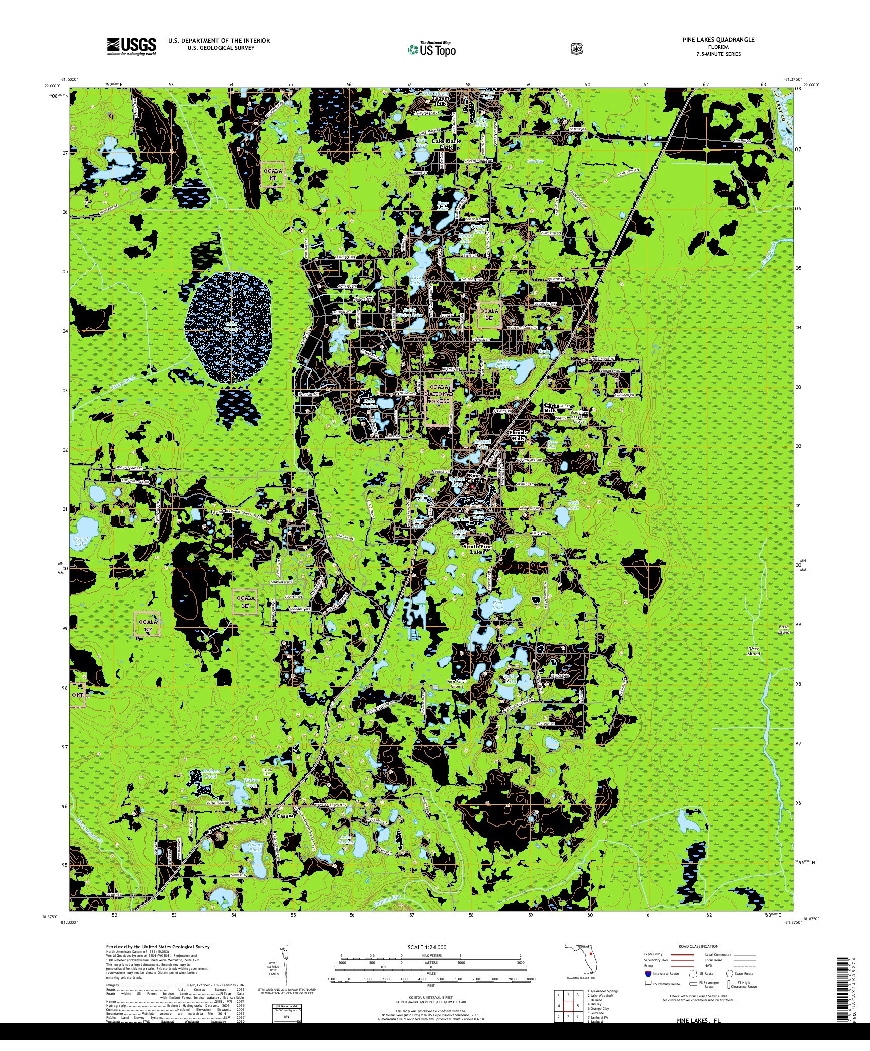 USGS US TOPO 7.5-MINUTE MAP FOR PINE LAKES, FL 2018