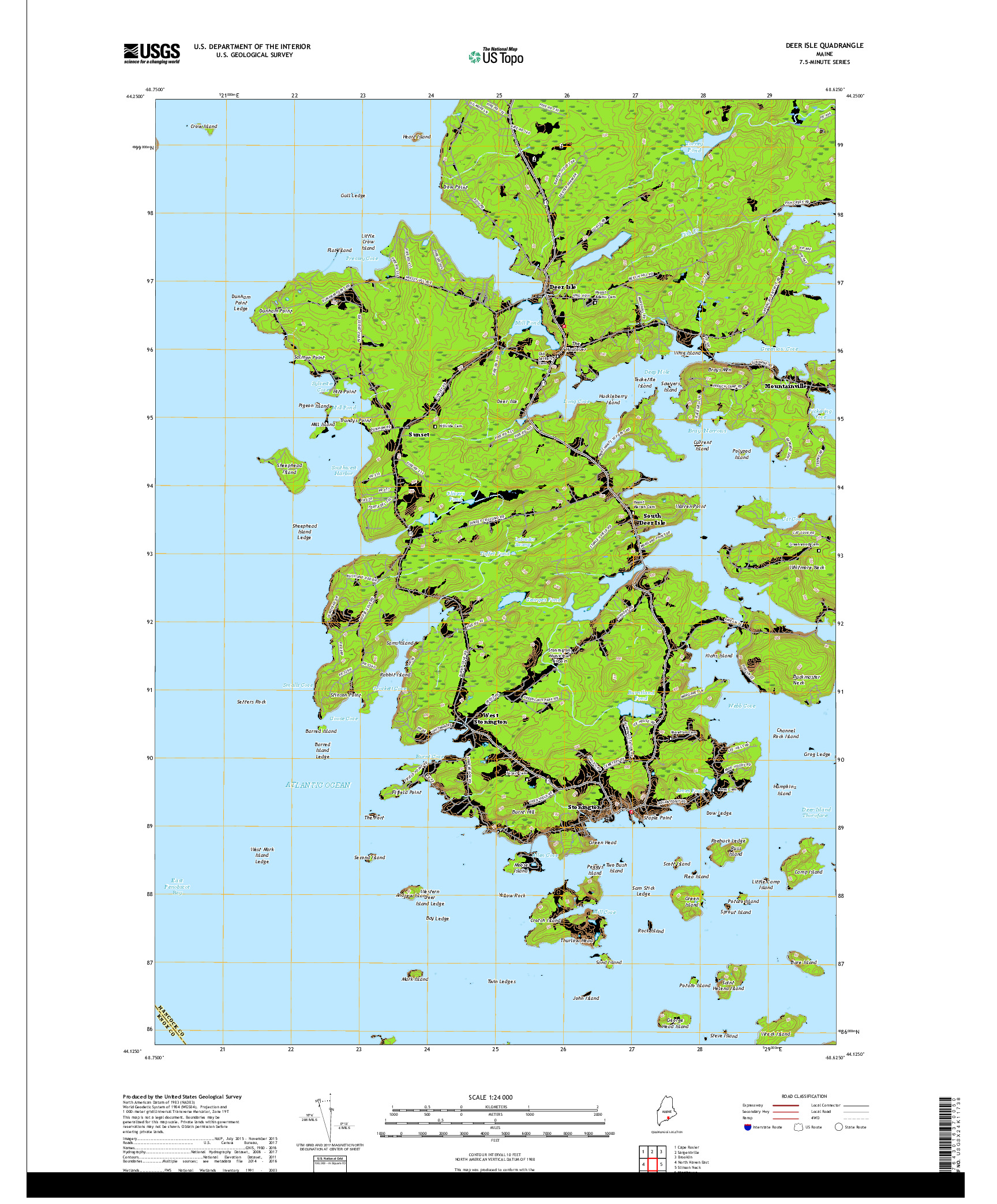 USGS US TOPO 7.5-MINUTE MAP FOR DEER ISLE, ME 2018