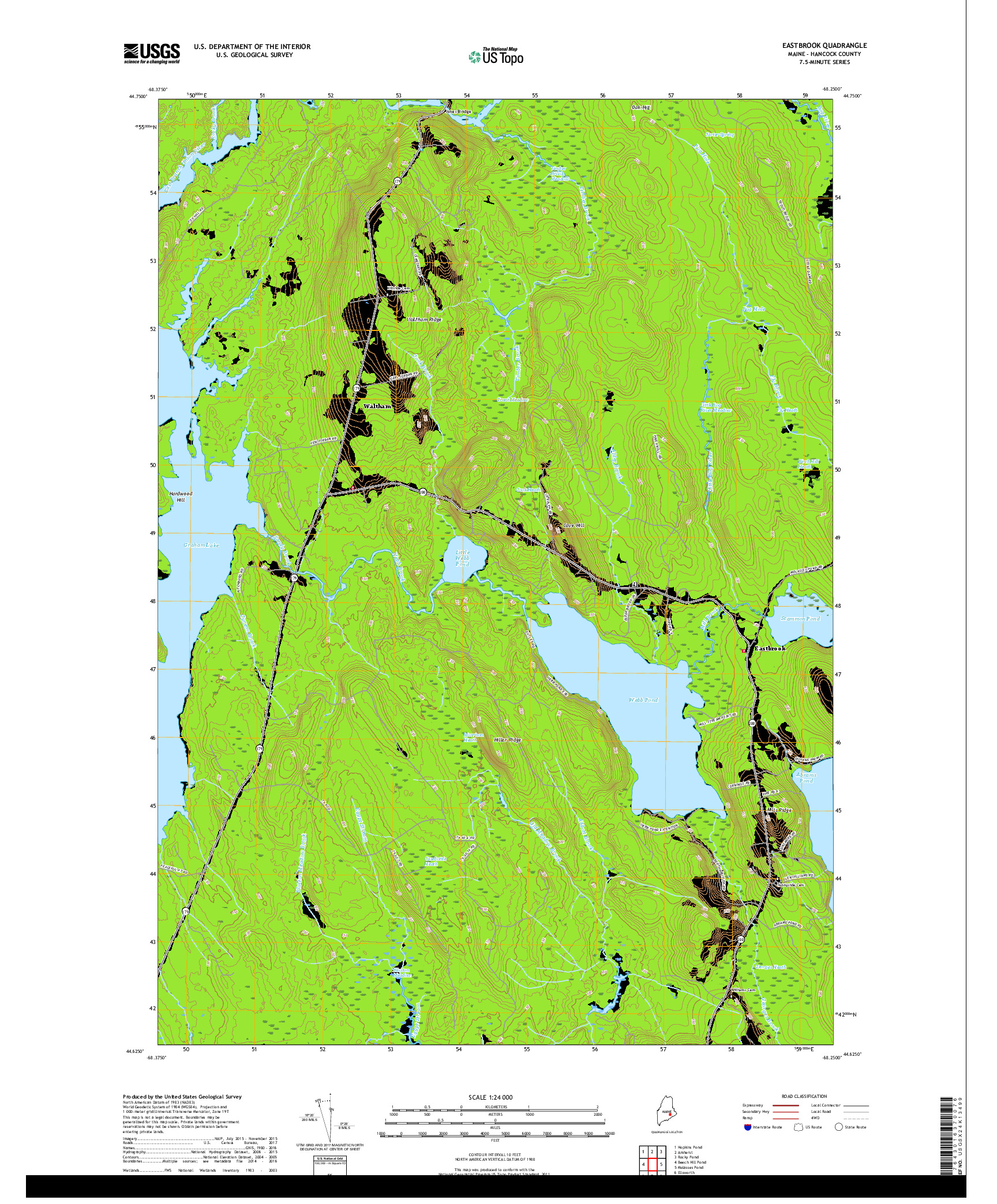 USGS US TOPO 7.5-MINUTE MAP FOR EASTBROOK, ME 2018