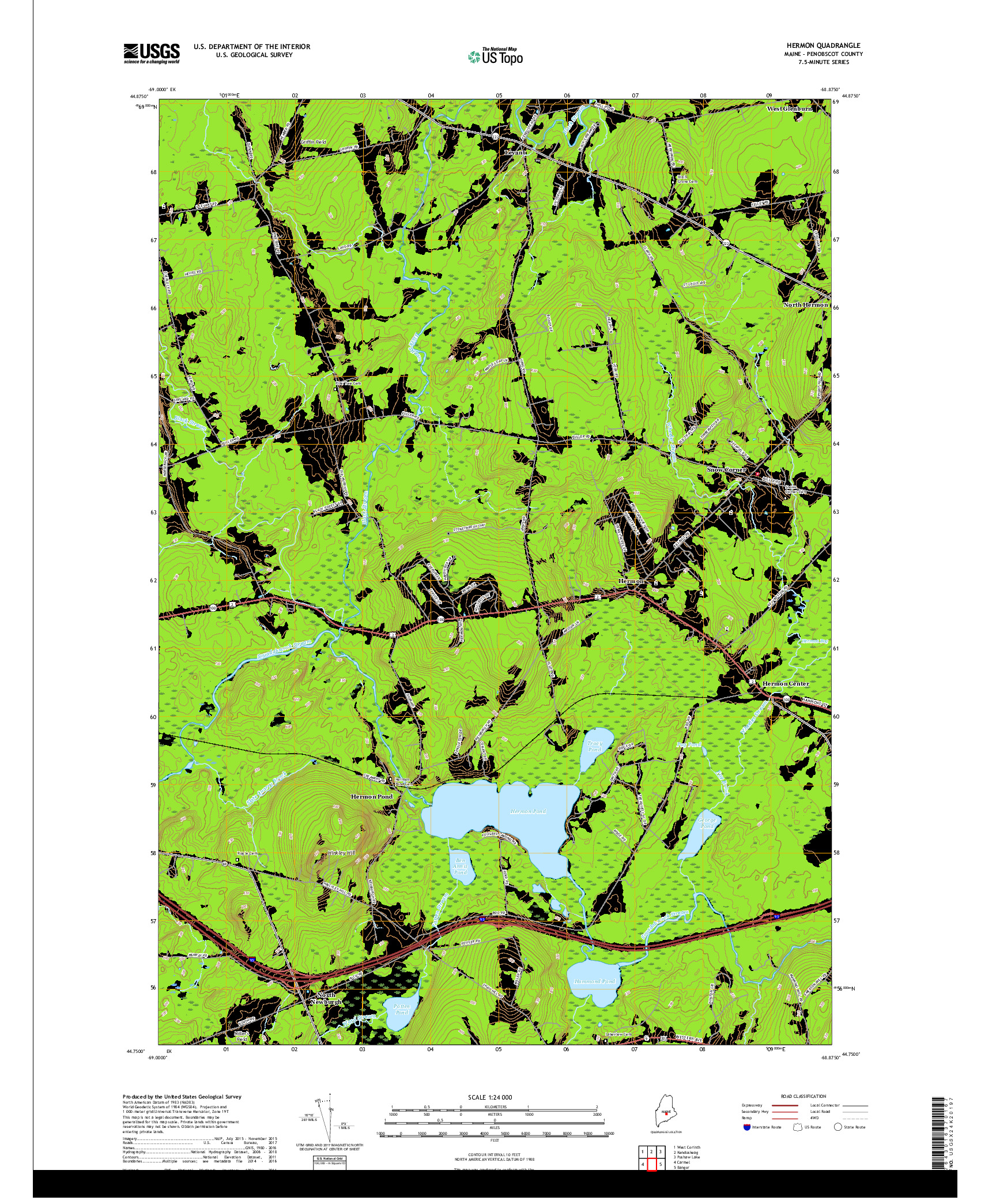 USGS US TOPO 7.5-MINUTE MAP FOR HERMON, ME 2018