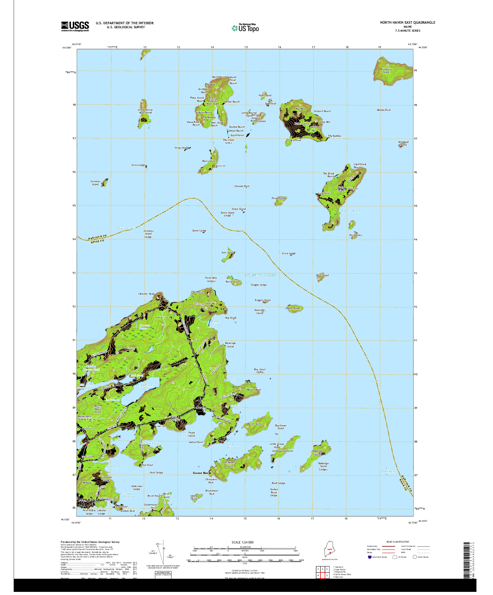 USGS US TOPO 7.5-MINUTE MAP FOR NORTH HAVEN EAST, ME 2018