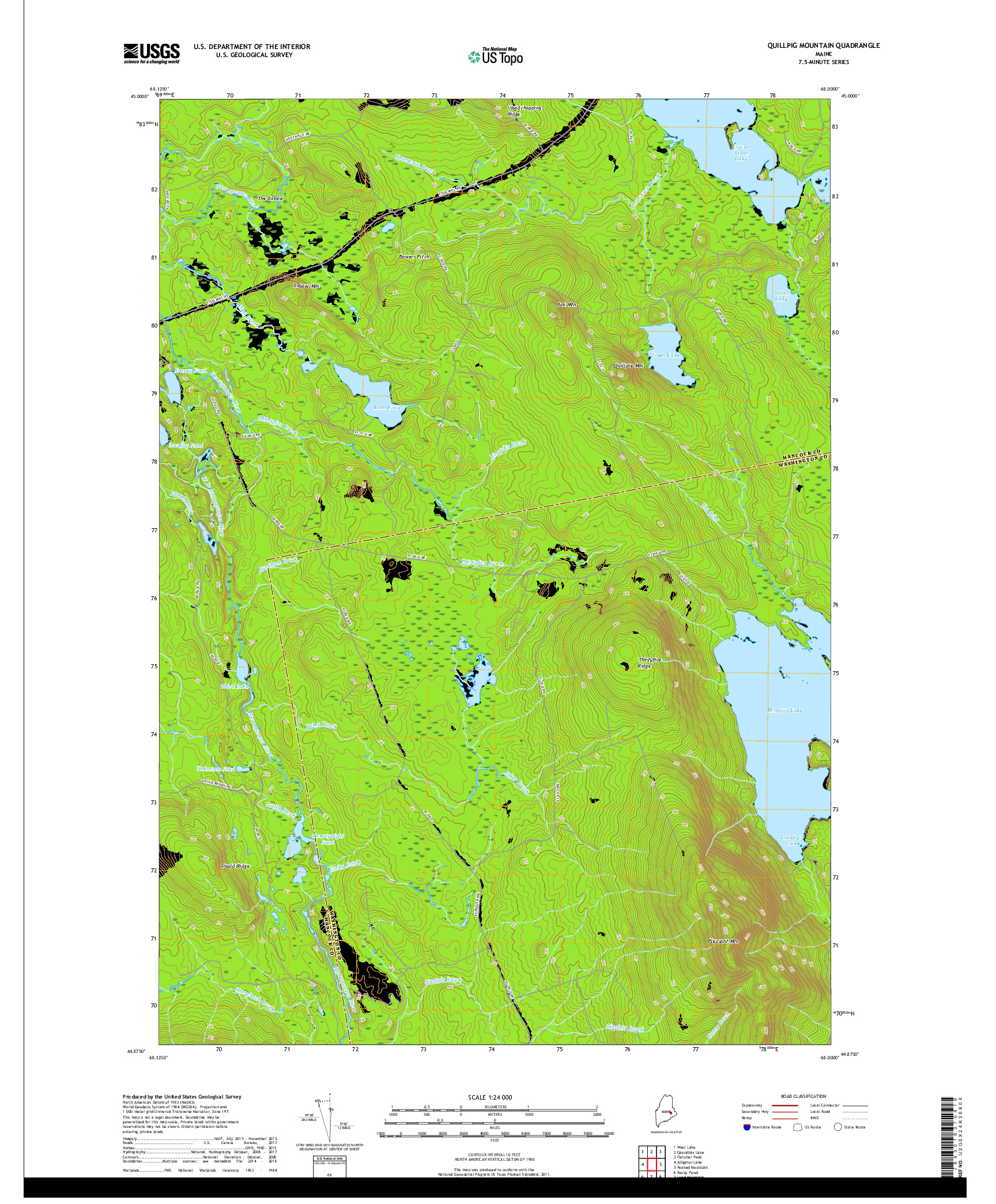 USGS US TOPO 7.5-MINUTE MAP FOR QUILLPIG MOUNTAIN, ME 2018