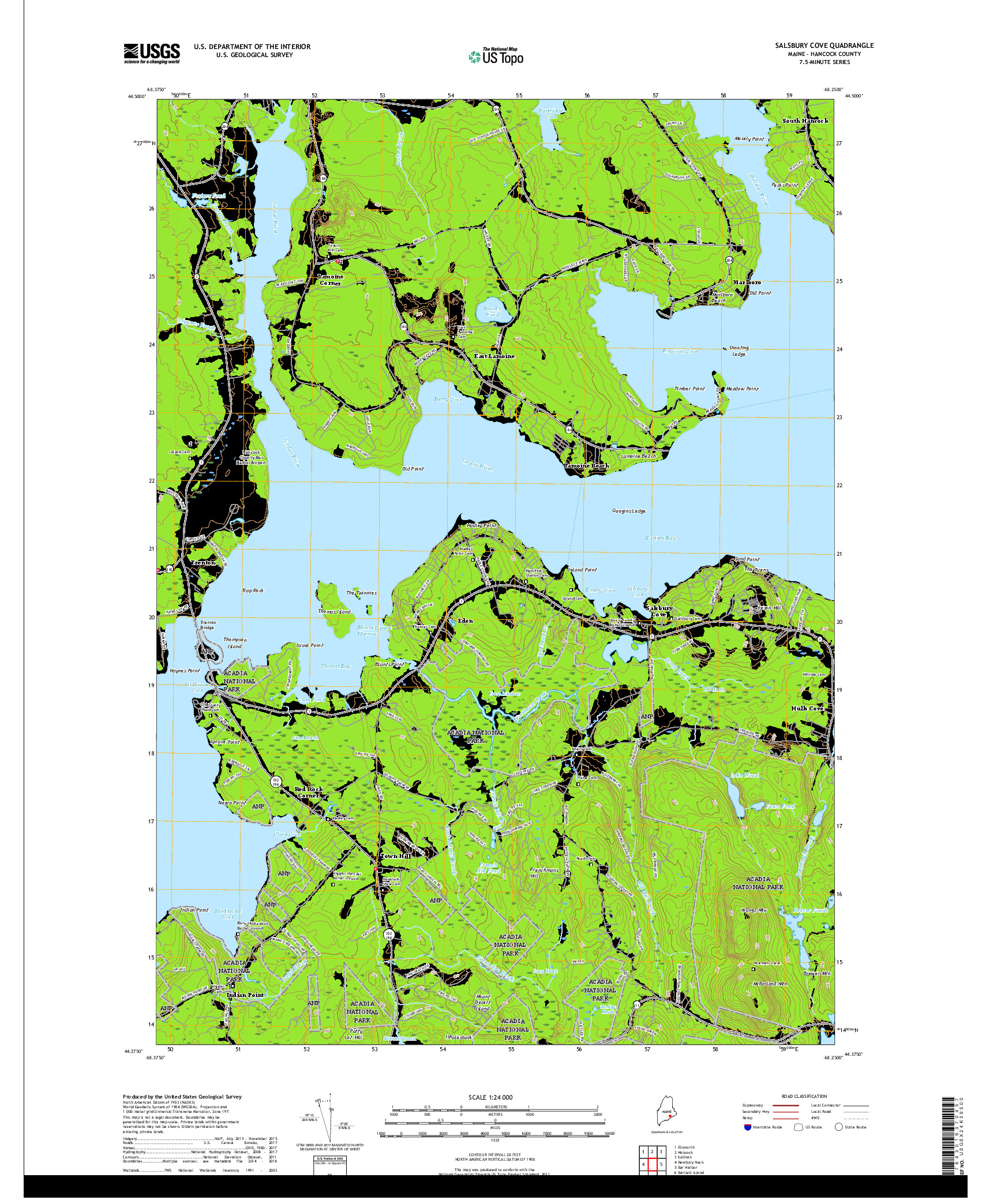 USGS US TOPO 7.5-MINUTE MAP FOR SALSBURY COVE, ME 2018