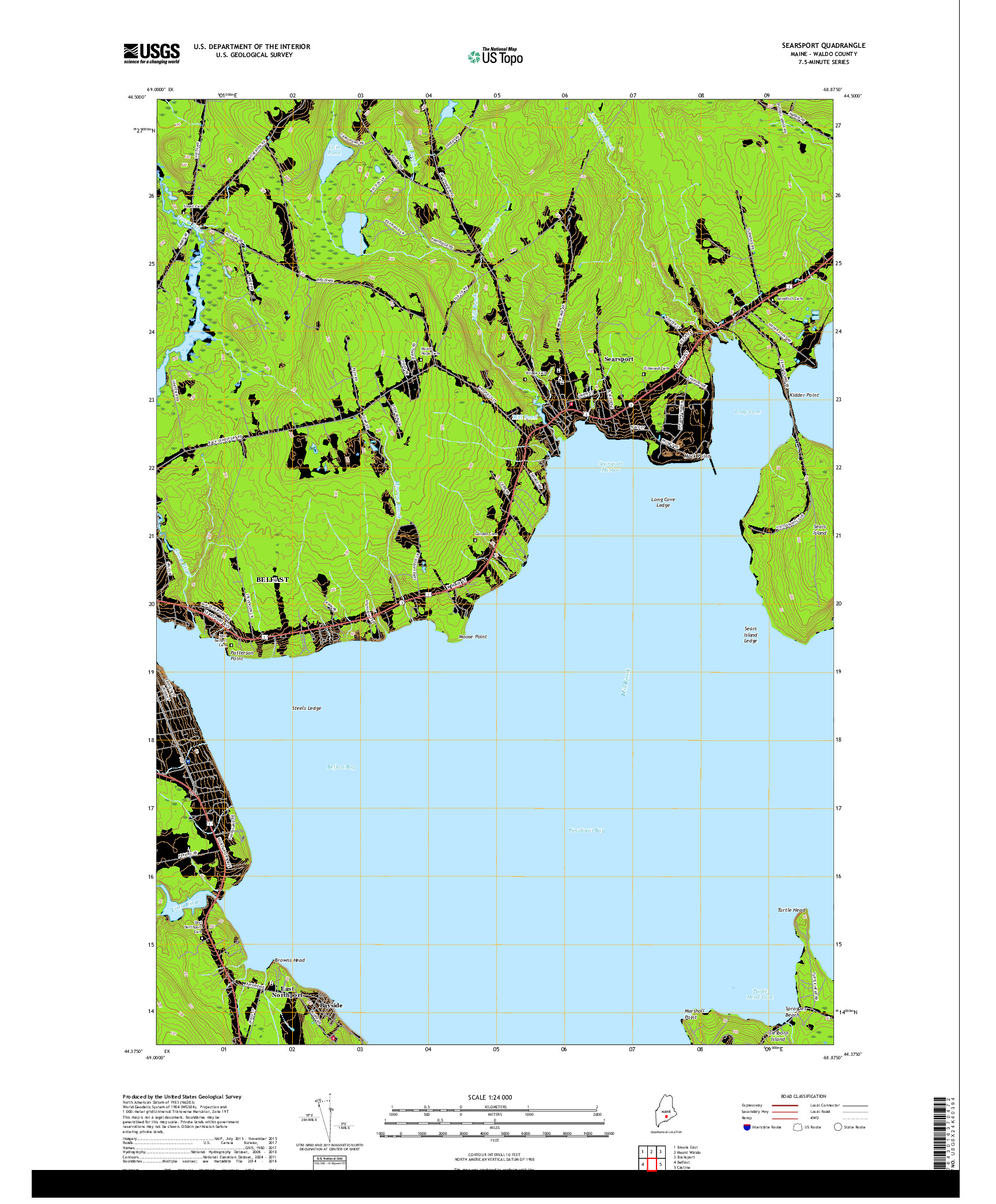 USGS US TOPO 7.5-MINUTE MAP FOR SEARSPORT, ME 2018