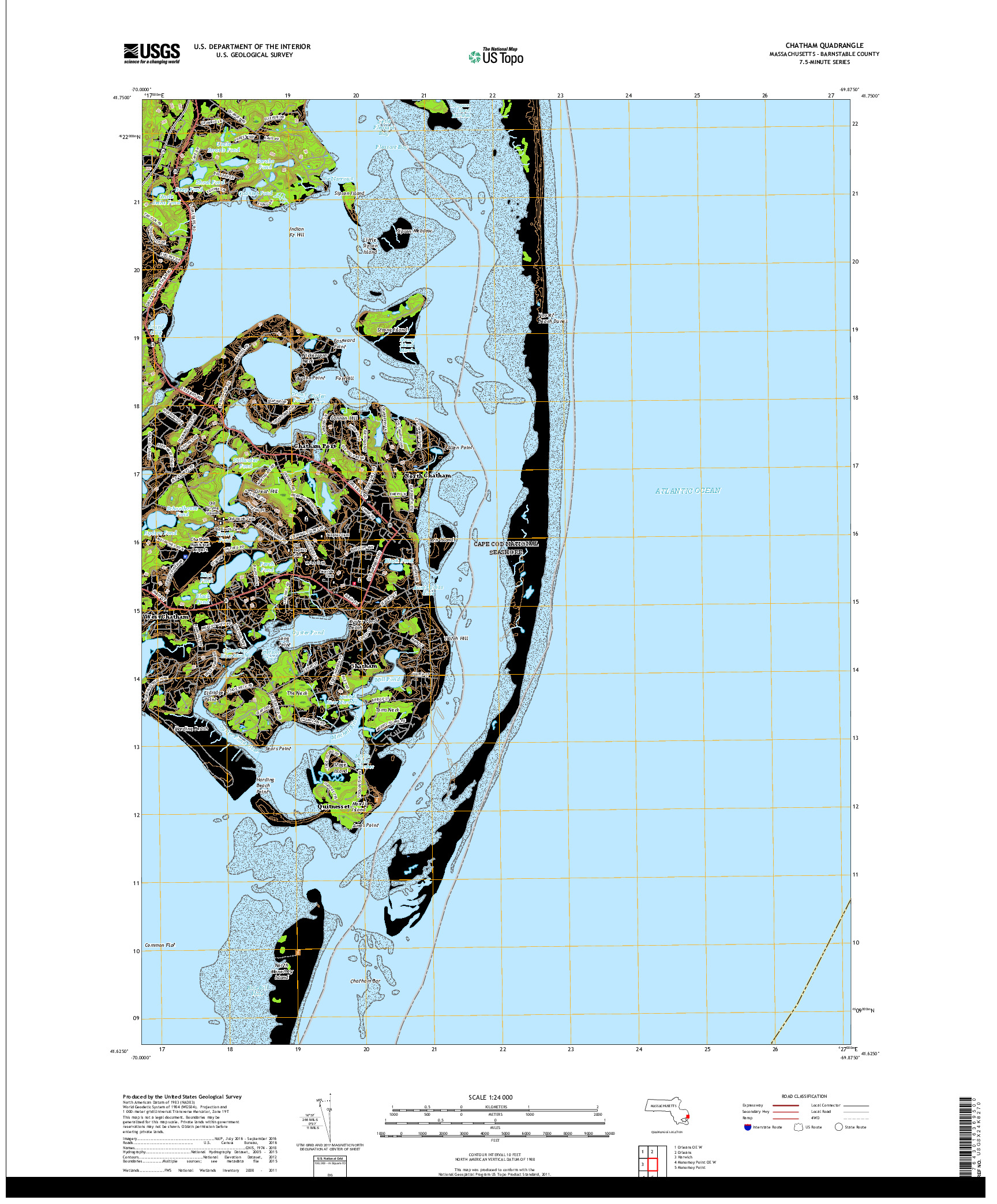 USGS US TOPO 7.5-MINUTE MAP FOR CHATHAM, MA 2018