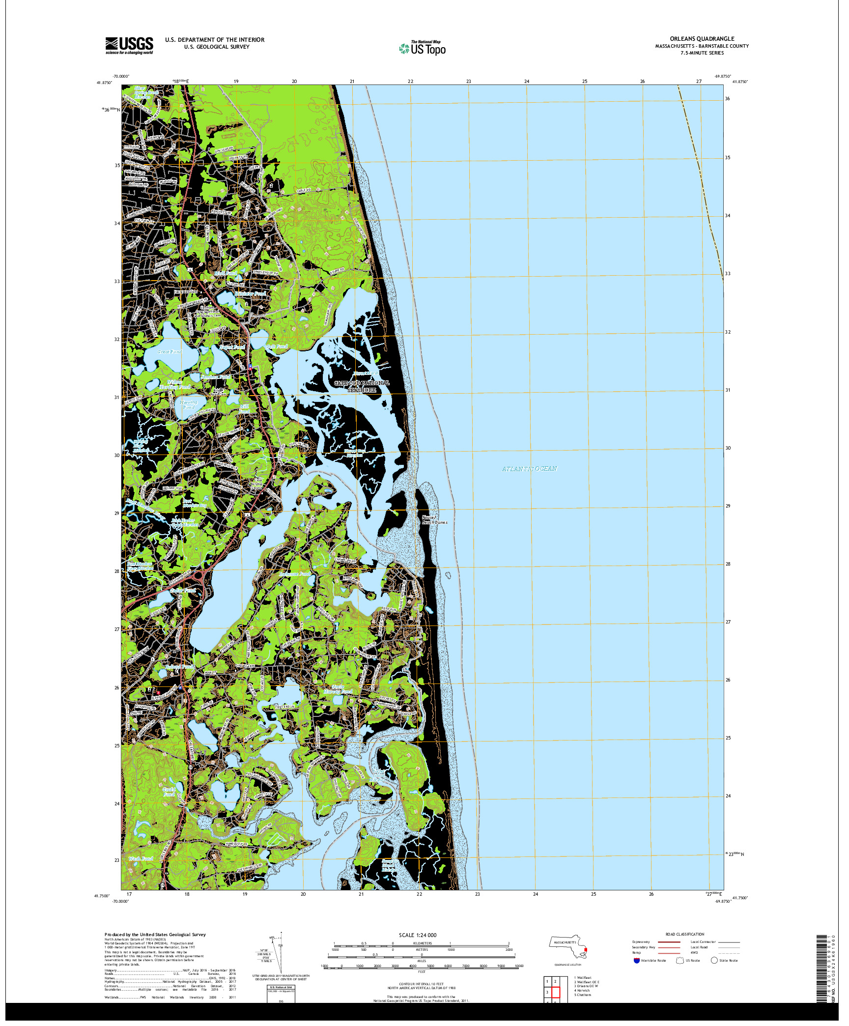 USGS US TOPO 7.5-MINUTE MAP FOR ORLEANS, MA 2018