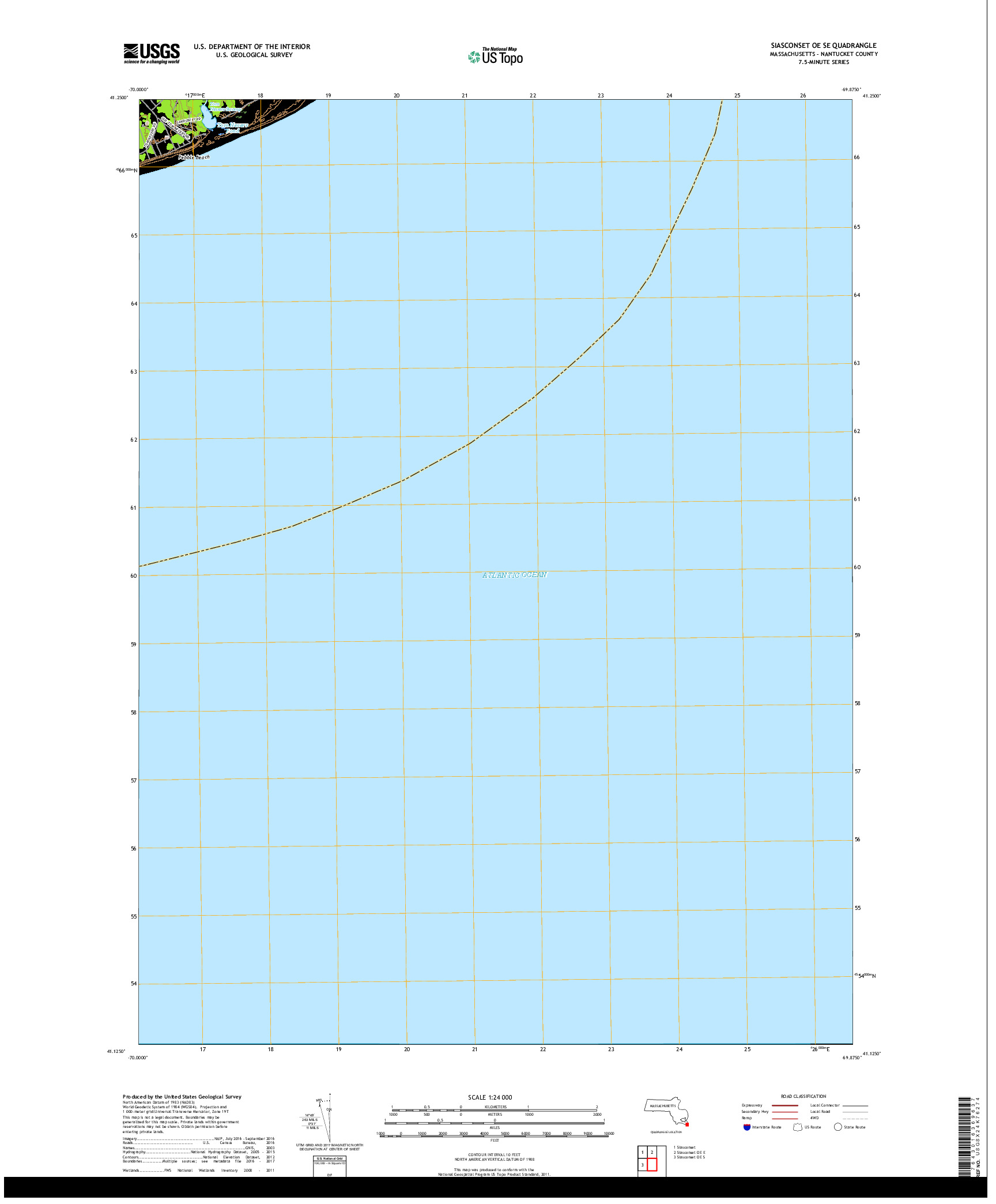 USGS US TOPO 7.5-MINUTE MAP FOR SIASCONSET OE SE, MA 2018