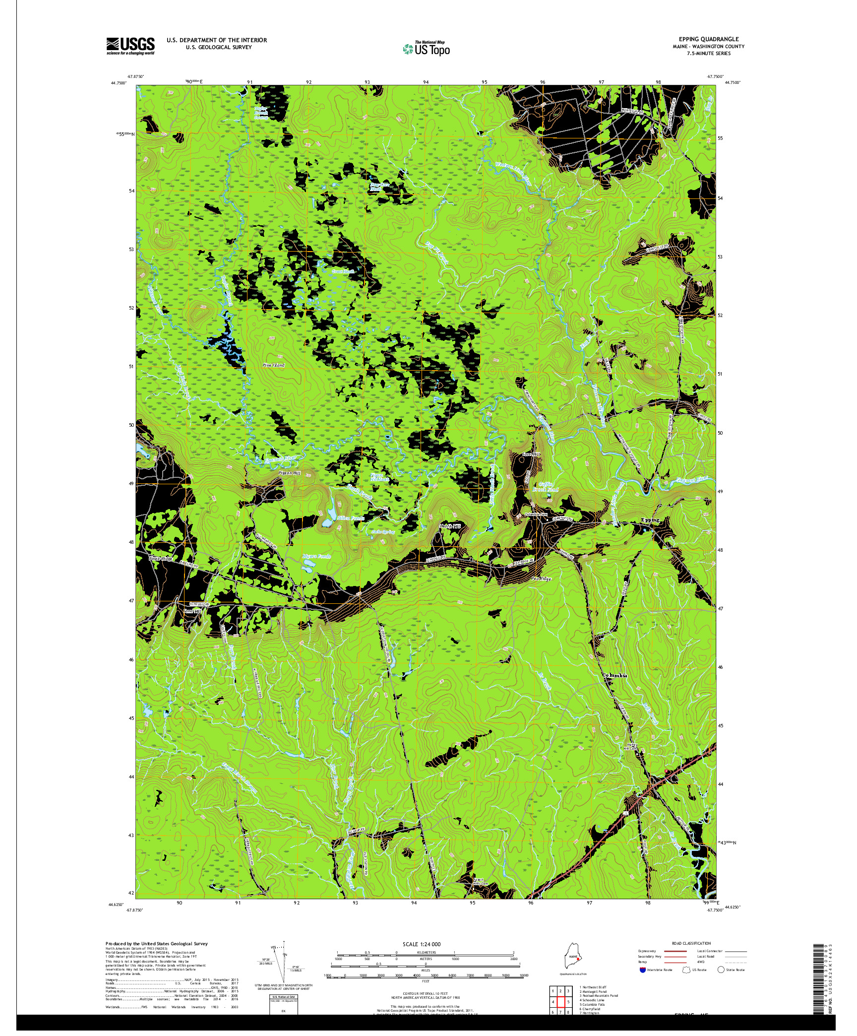 USGS US TOPO 7.5-MINUTE MAP FOR EPPING, ME 2018