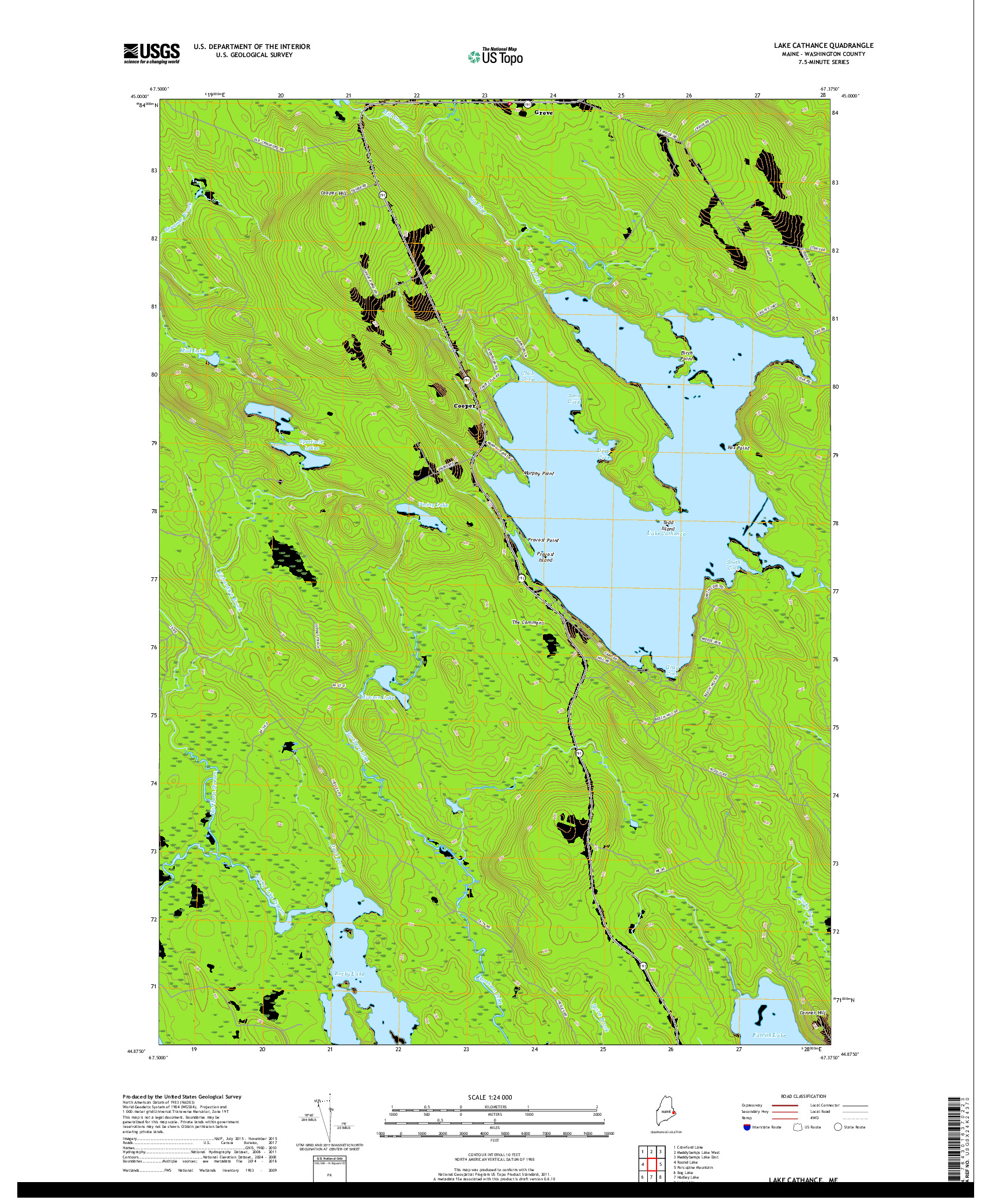 USGS US TOPO 7.5-MINUTE MAP FOR LAKE CATHANCE, ME 2018