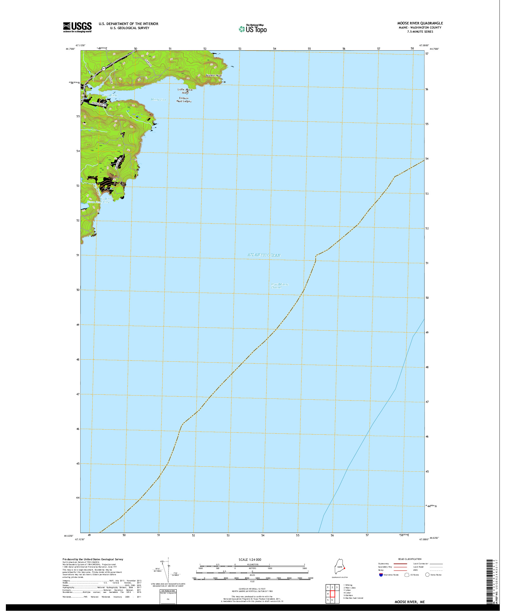 USGS US TOPO 7.5-MINUTE MAP FOR MOOSE RIVER, ME 2018