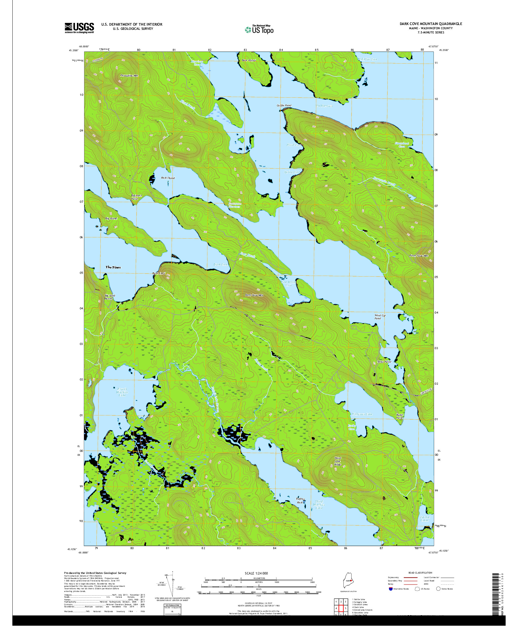 USGS US TOPO 7.5-MINUTE MAP FOR DARK COVE MOUNTAIN, ME 2018