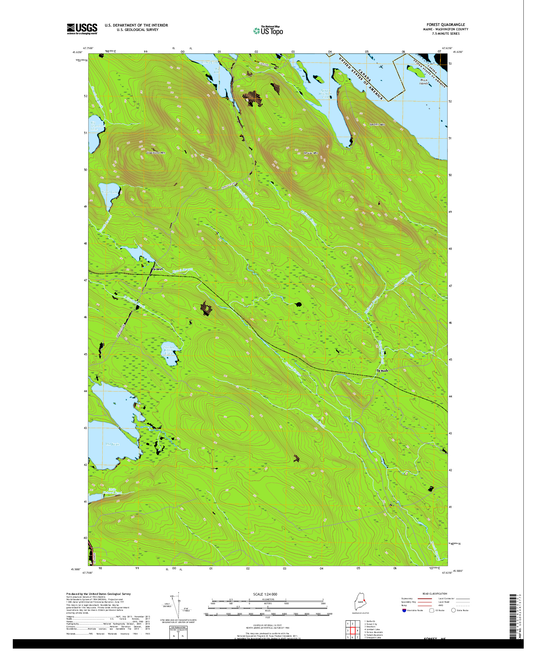 USGS US TOPO 7.5-MINUTE MAP FOR FOREST, ME 2018