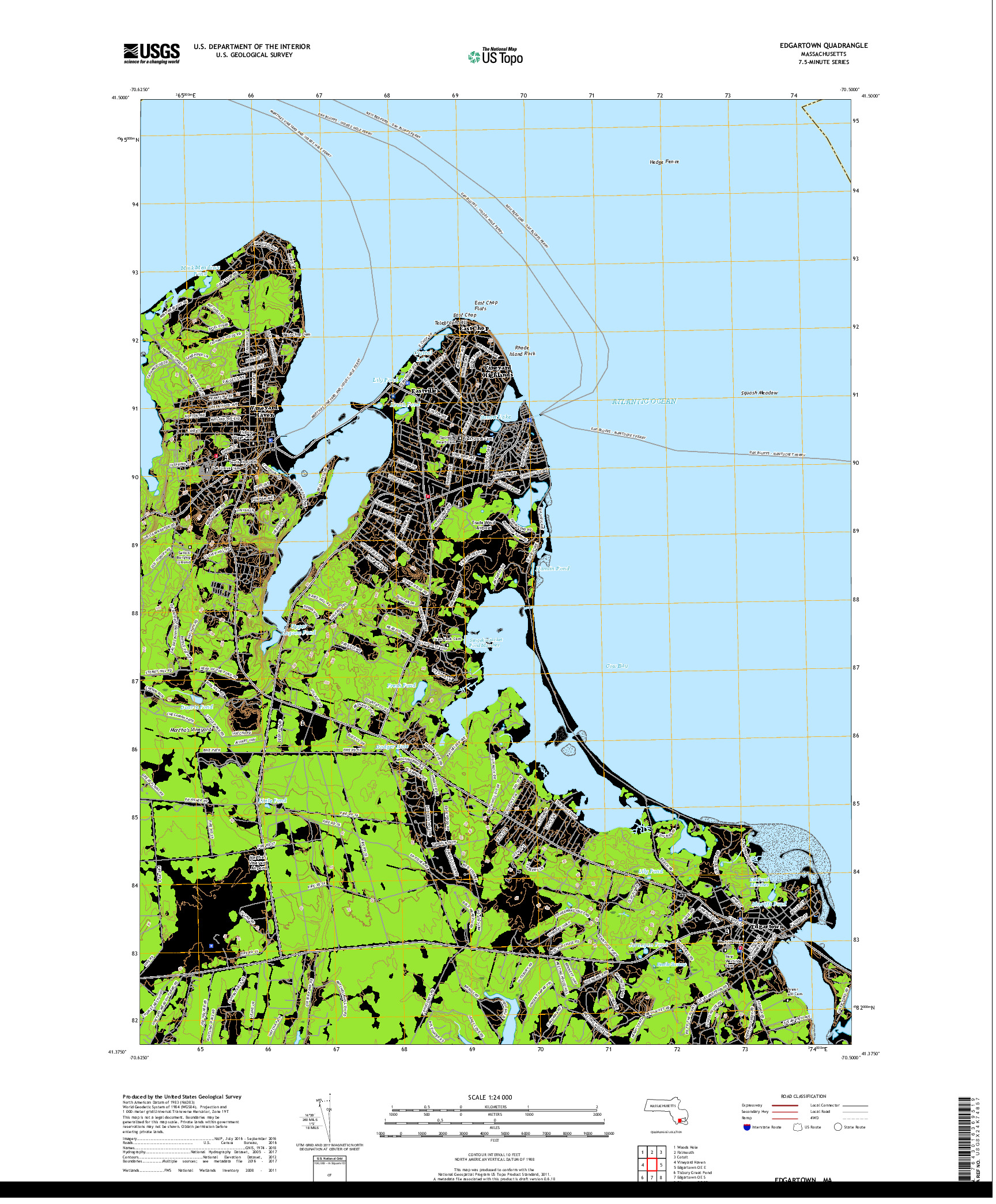 USGS US TOPO 7.5-MINUTE MAP FOR EDGARTOWN, MA 2018
