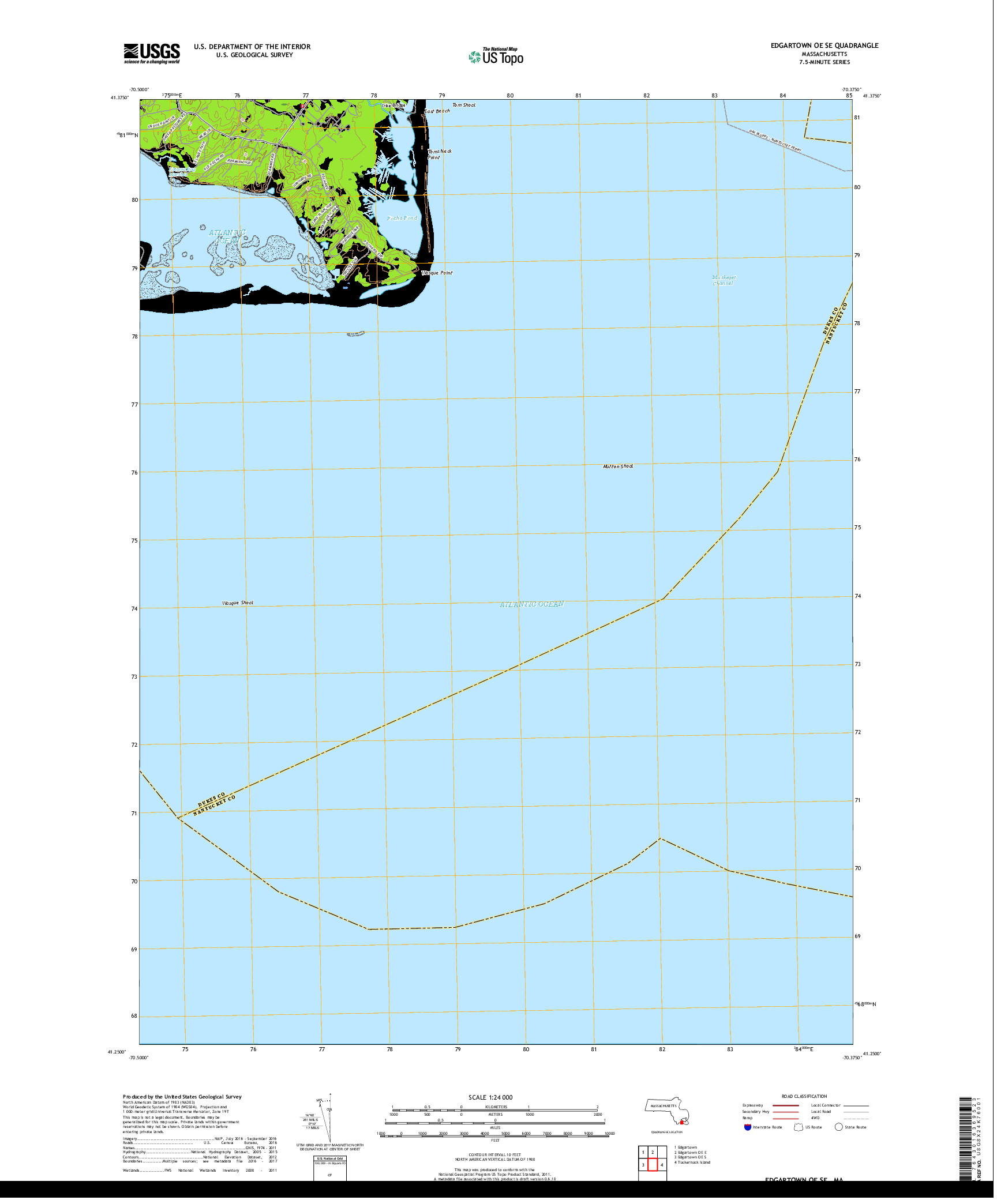 USGS US TOPO 7.5-MINUTE MAP FOR EDGARTOWN OE SE, MA 2018