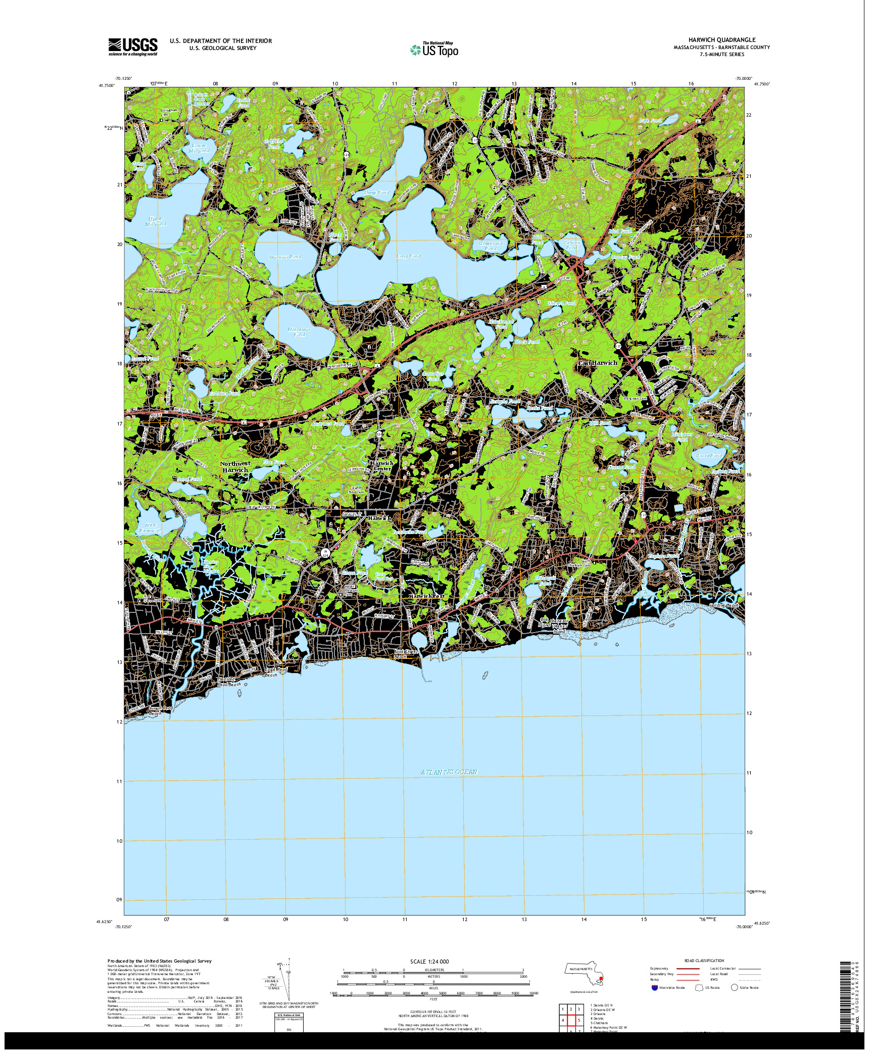 USGS US TOPO 7.5-MINUTE MAP FOR HARWICH, MA 2018