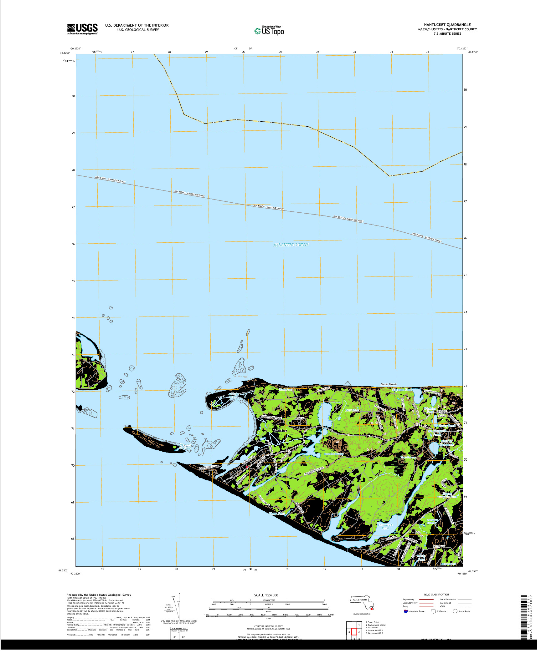 USGS US TOPO 7.5-MINUTE MAP FOR NANTUCKET, MA 2018