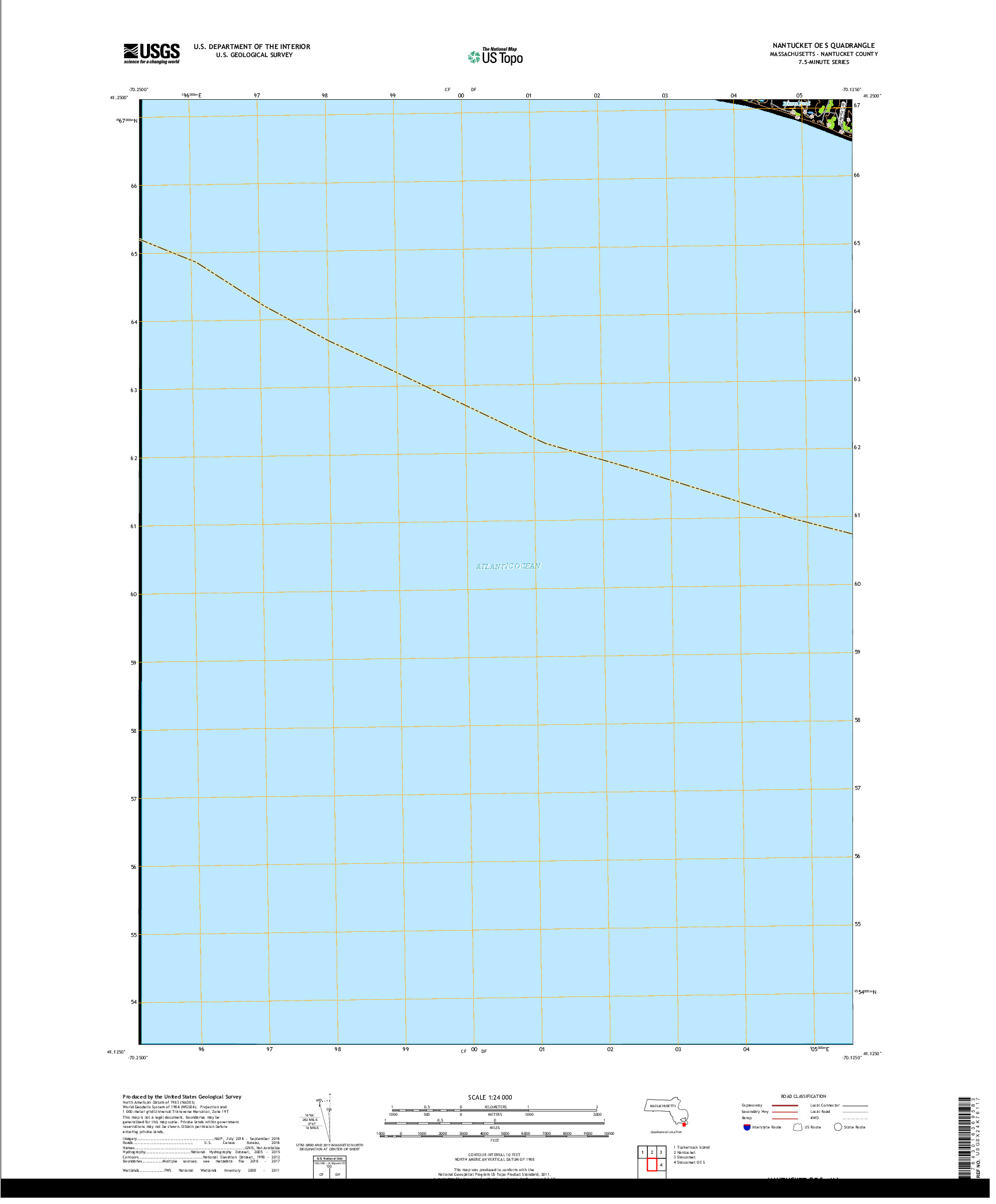 USGS US TOPO 7.5-MINUTE MAP FOR NANTUCKET OE S, MA 2018