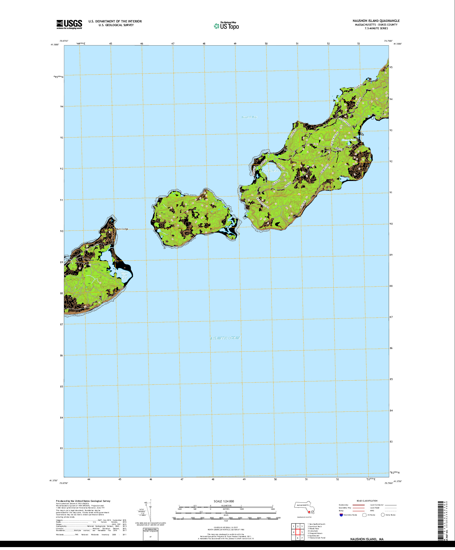 USGS US TOPO 7.5-MINUTE MAP FOR NAUSHON ISLAND, MA 2018