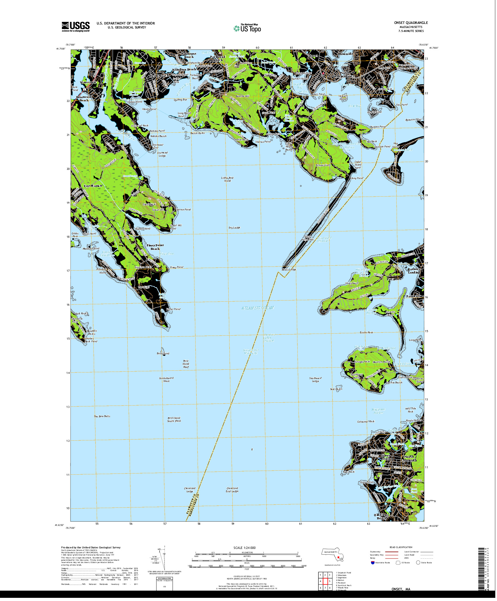 USGS US TOPO 7.5-MINUTE MAP FOR ONSET, MA 2018