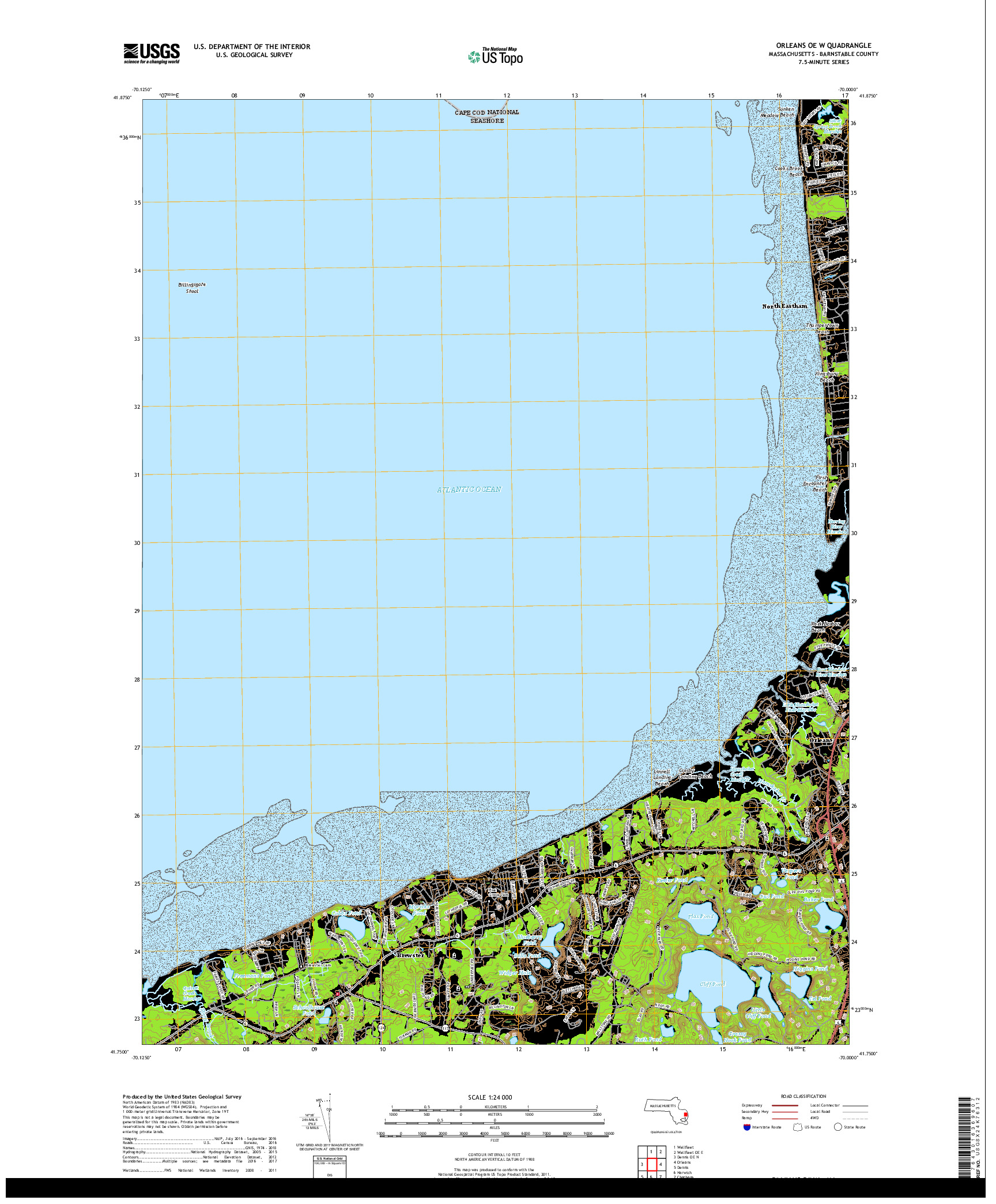 USGS US TOPO 7.5-MINUTE MAP FOR ORLEANS OE W, MA 2018