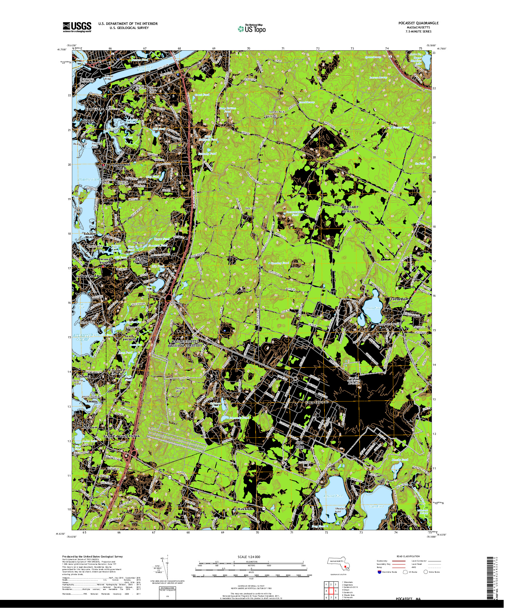 USGS US TOPO 7.5-MINUTE MAP FOR POCASSET, MA 2018