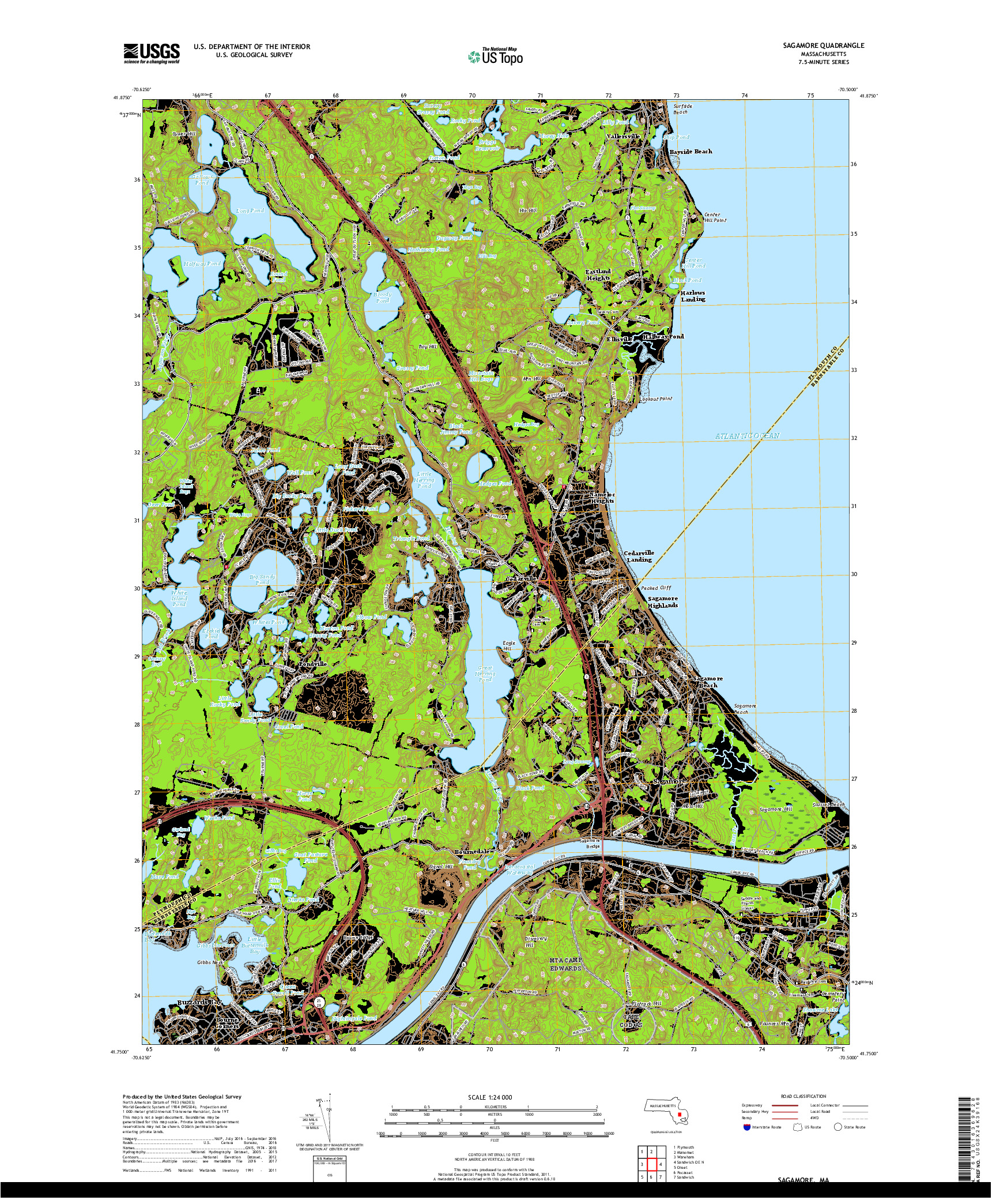 USGS US TOPO 7.5-MINUTE MAP FOR SAGAMORE, MA 2018