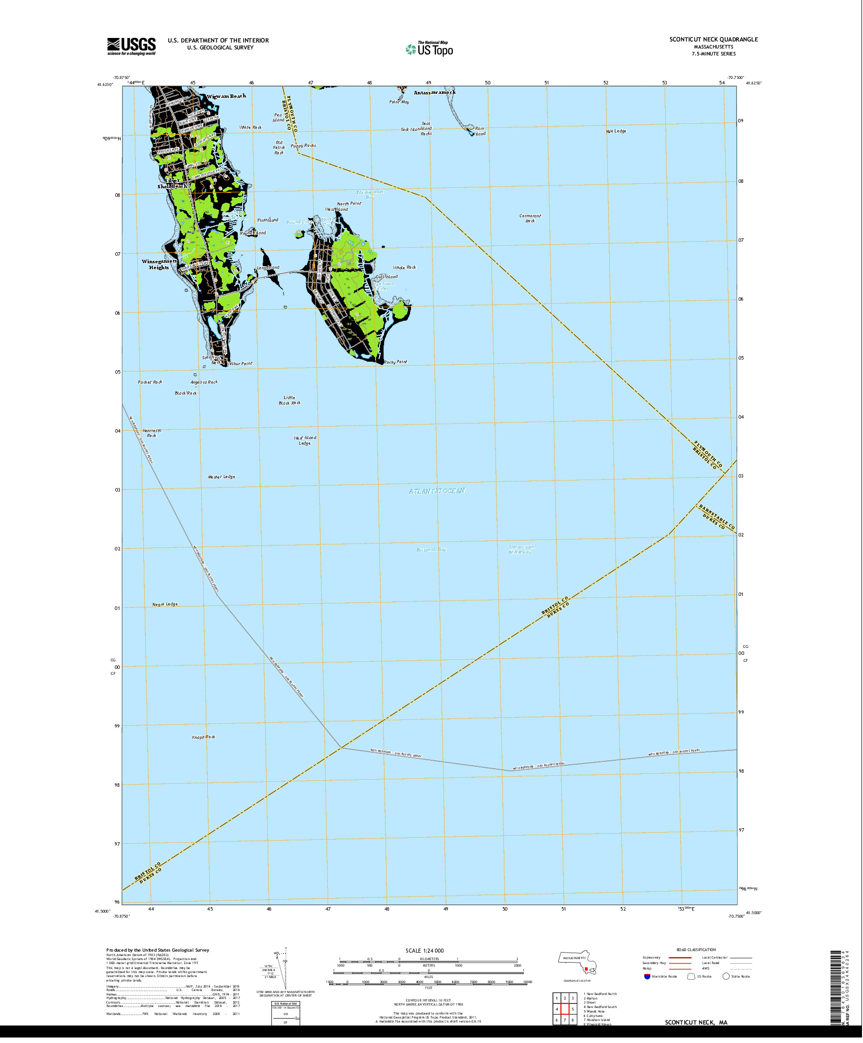 USGS US TOPO 7.5-MINUTE MAP FOR SCONTICUT NECK, MA 2018