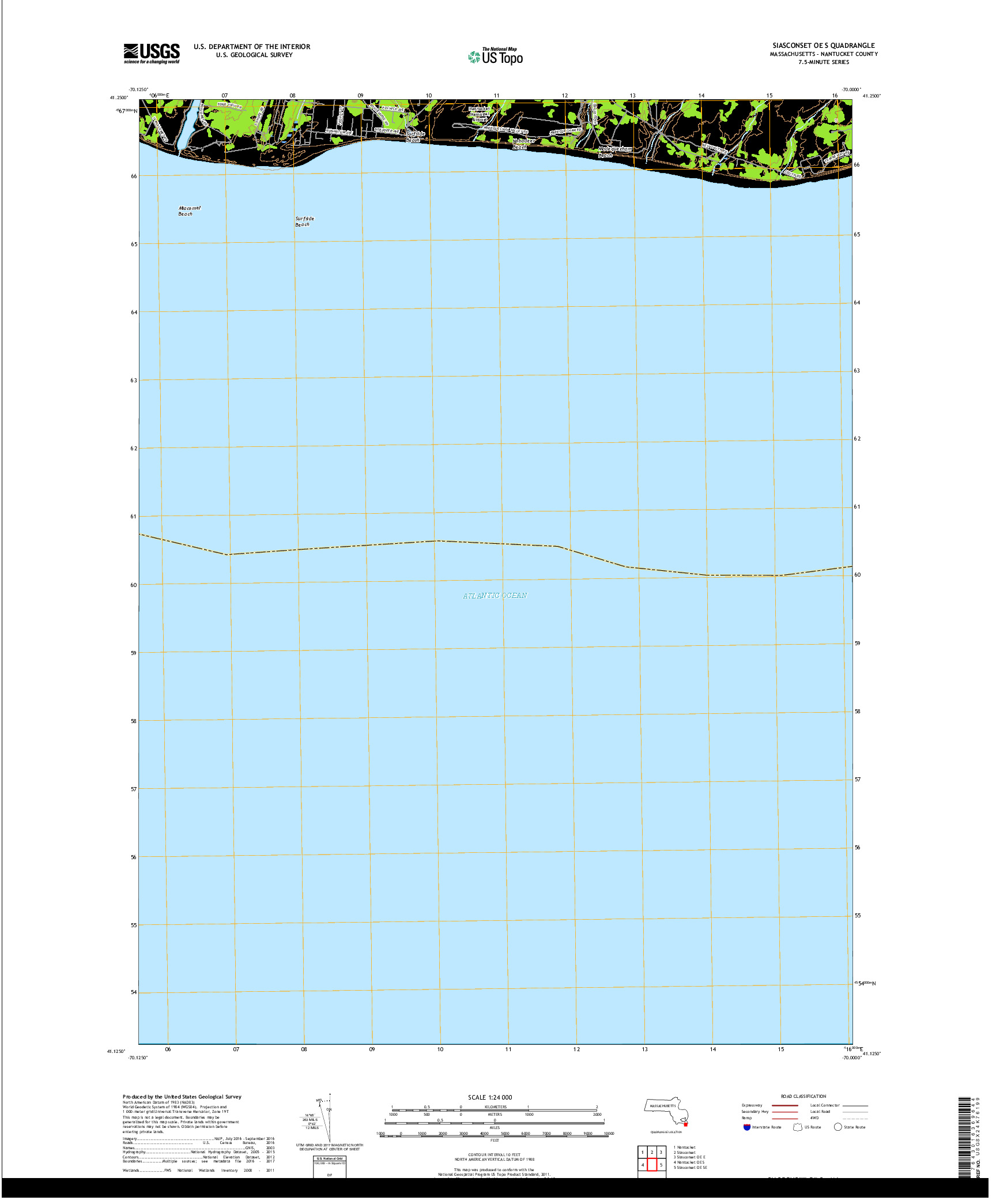 USGS US TOPO 7.5-MINUTE MAP FOR SIASCONSET OE S, MA 2018