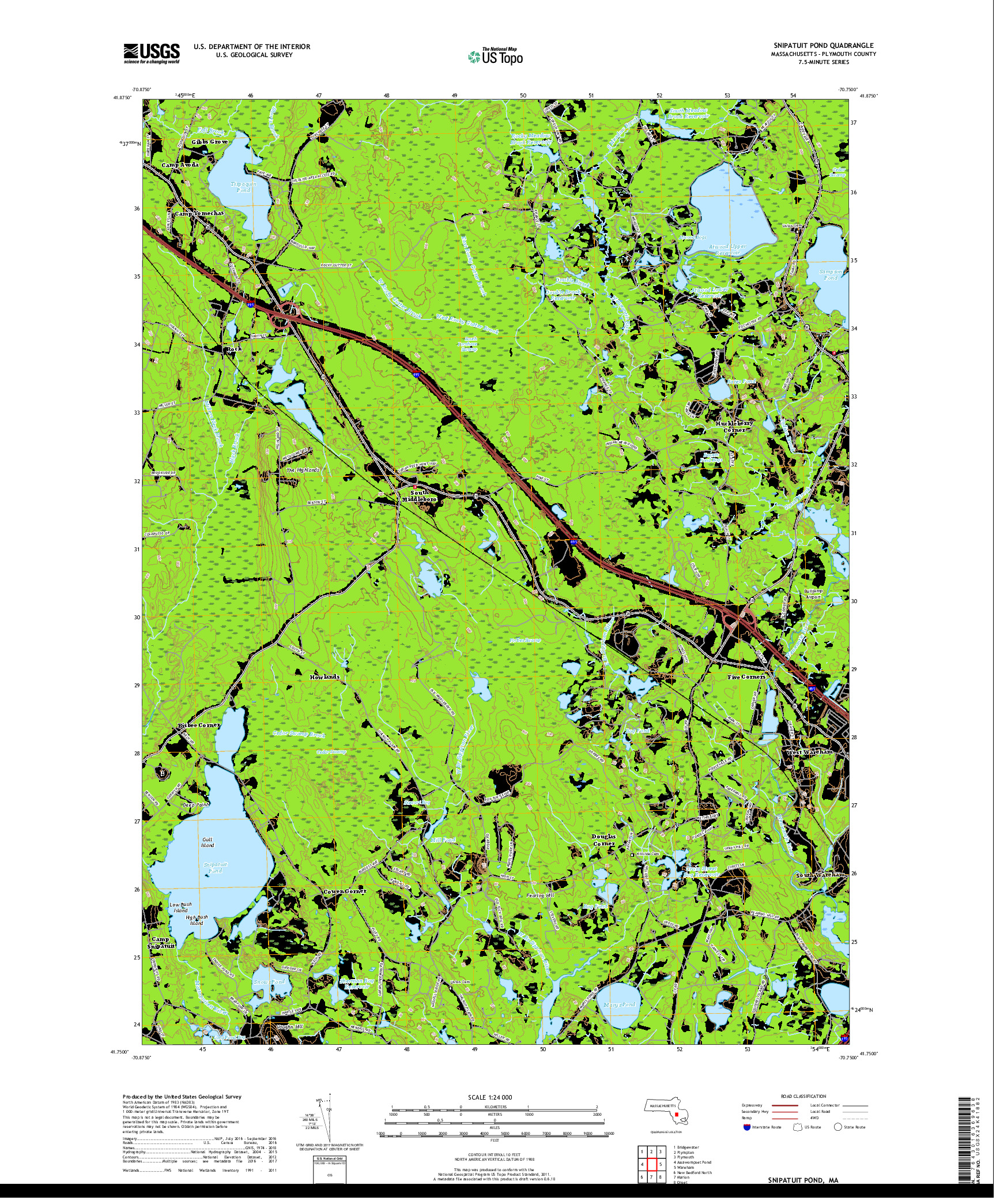 USGS US TOPO 7.5-MINUTE MAP FOR SNIPATUIT POND, MA 2018