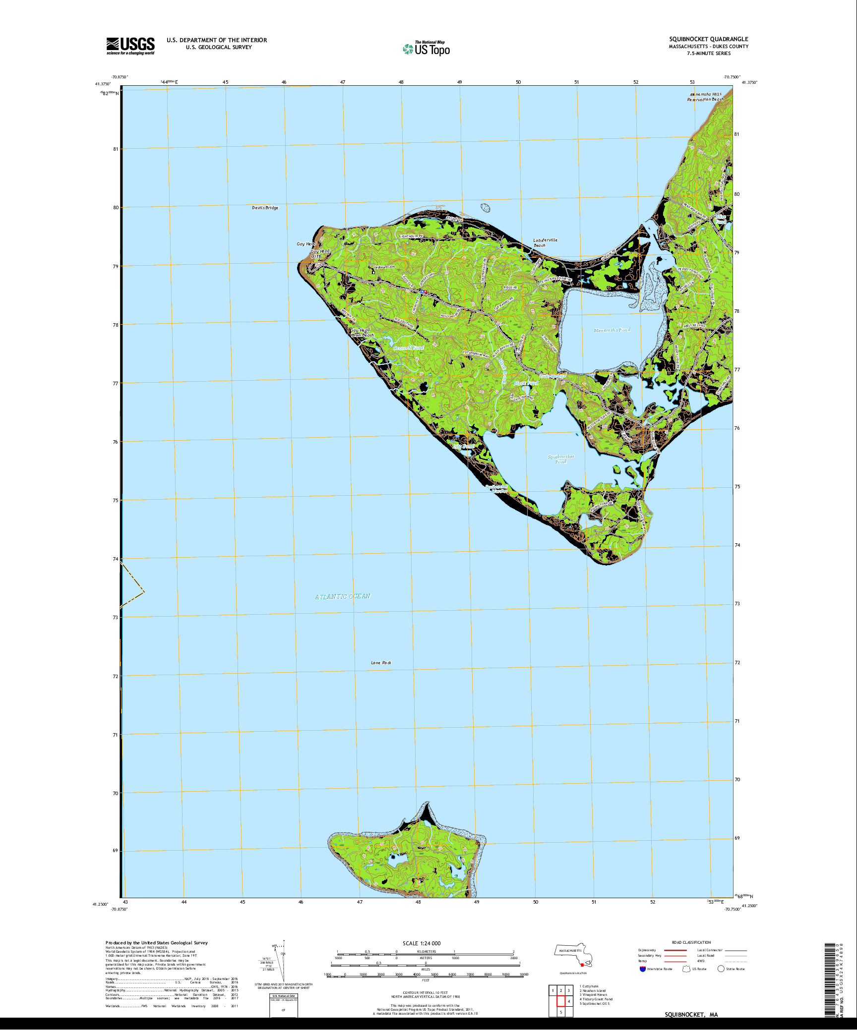 USGS US TOPO 7.5-MINUTE MAP FOR SQUIBNOCKET, MA 2018