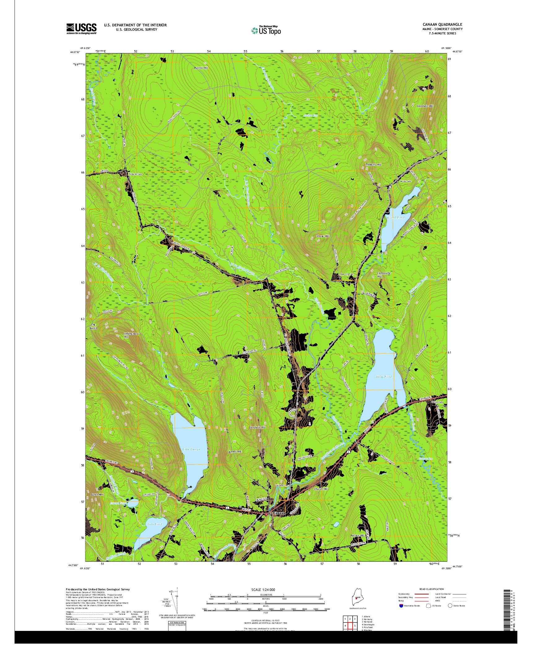 USGS US TOPO 7.5-MINUTE MAP FOR CANAAN, ME 2018