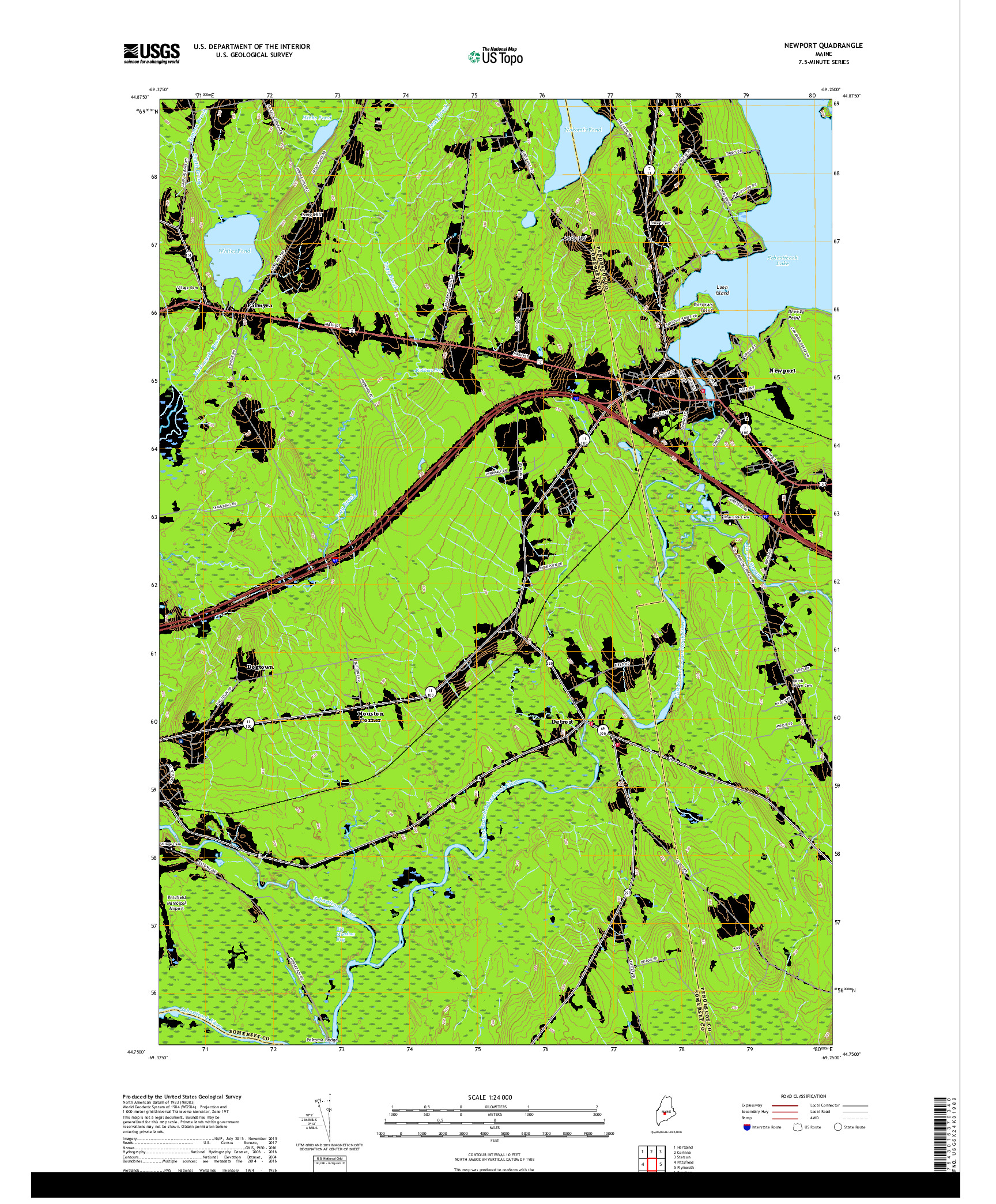 USGS US TOPO 7.5-MINUTE MAP FOR NEWPORT, ME 2018