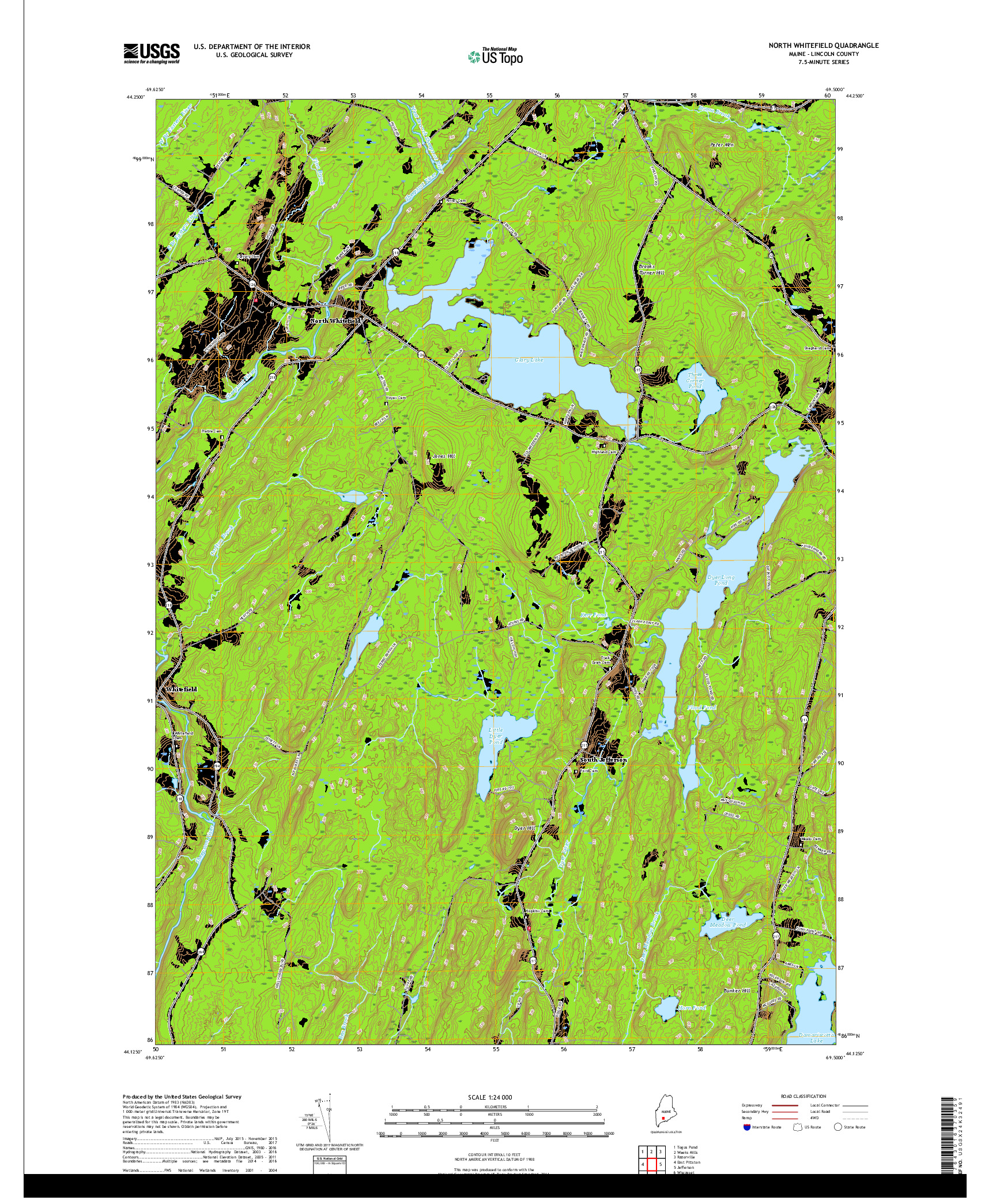 USGS US TOPO 7.5-MINUTE MAP FOR NORTH WHITEFIELD, ME 2018