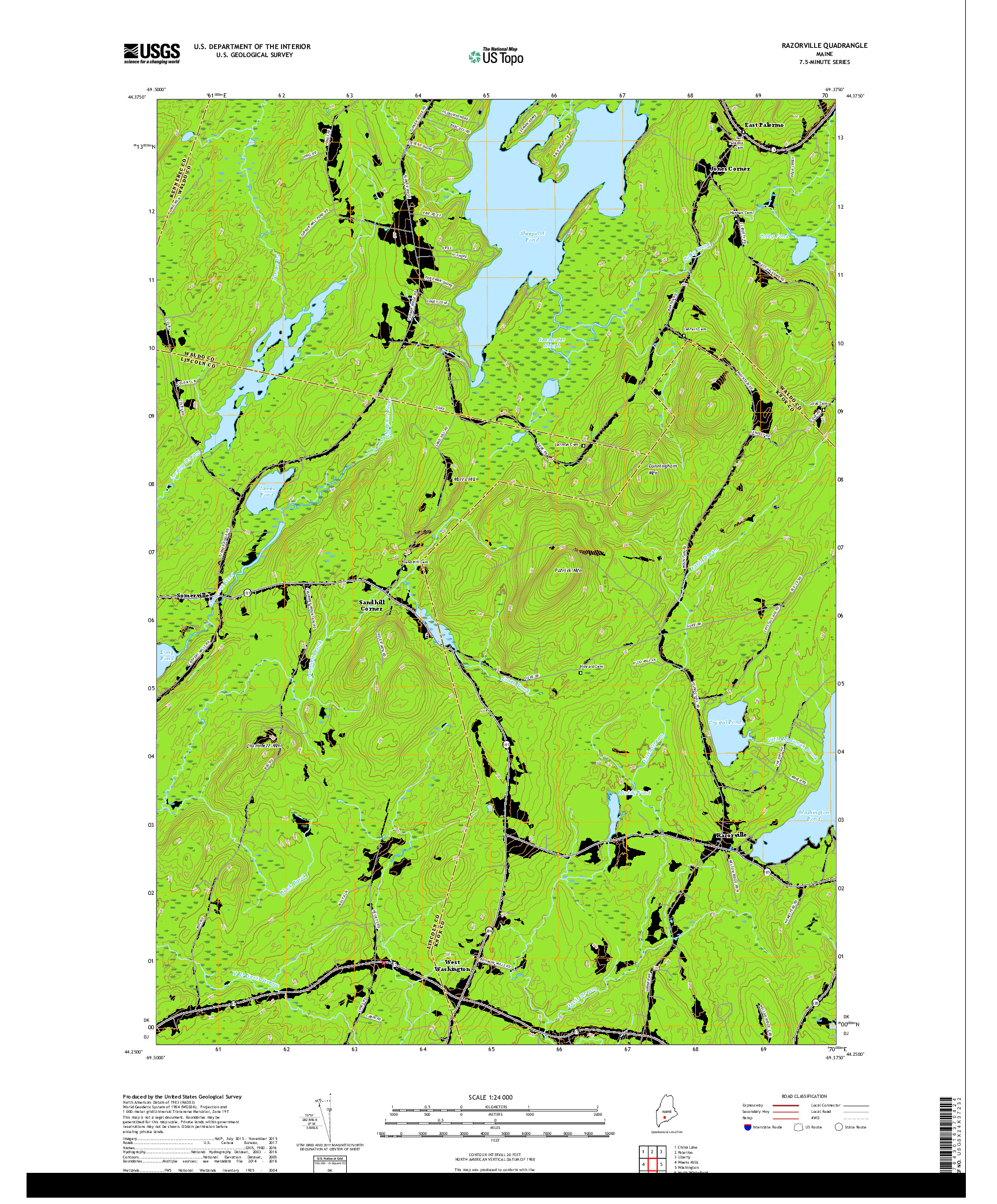 USGS US TOPO 7.5-MINUTE MAP FOR RAZORVILLE, ME 2018