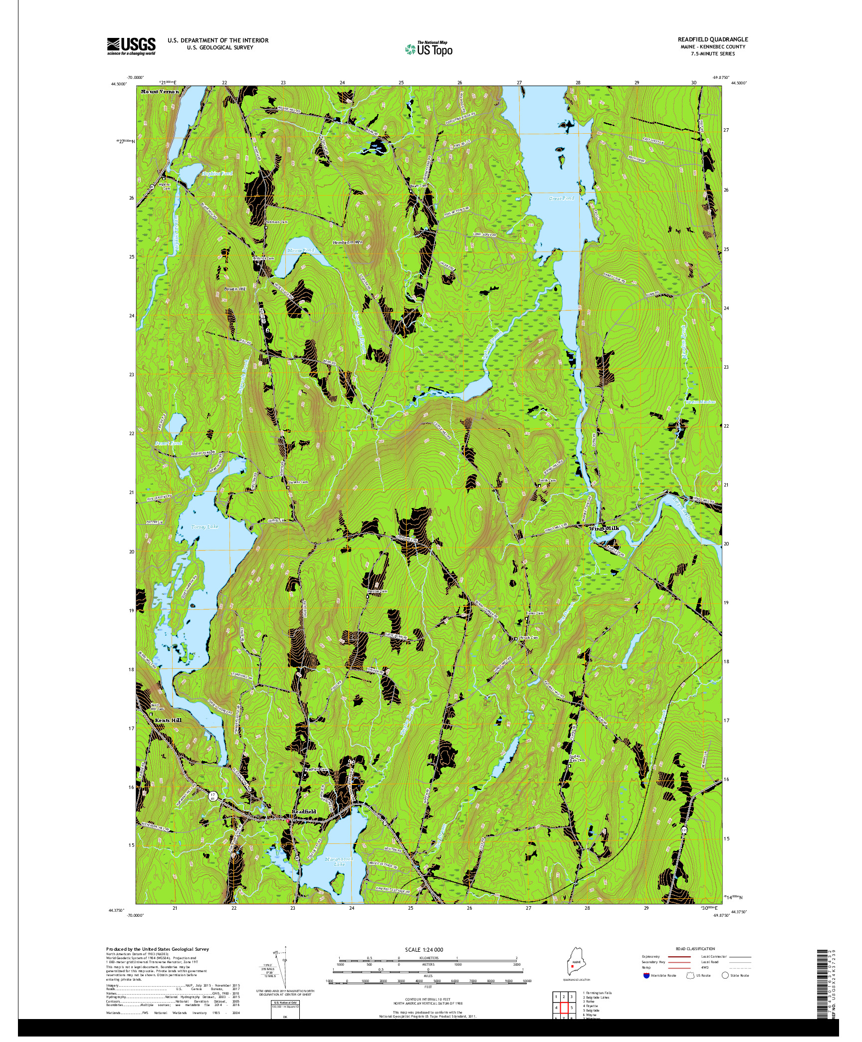 USGS US TOPO 7.5-MINUTE MAP FOR READFIELD, ME 2018