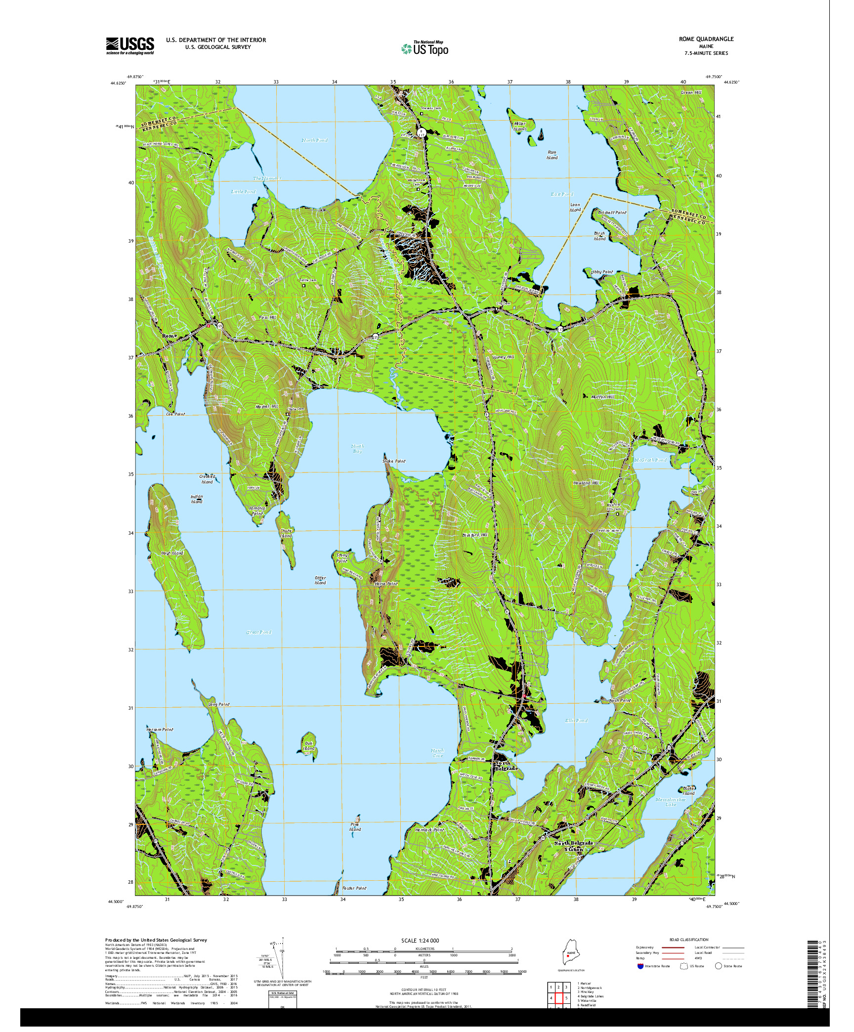 USGS US TOPO 7.5-MINUTE MAP FOR ROME, ME 2018