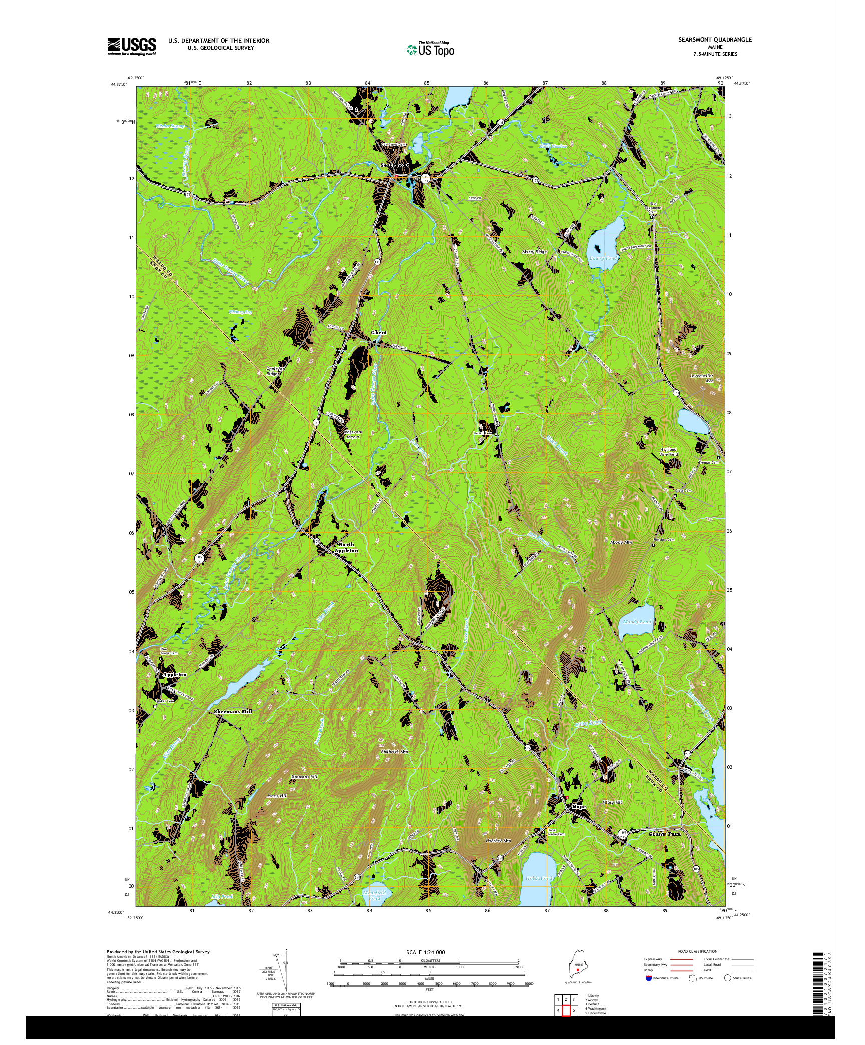 USGS US TOPO 7.5-MINUTE MAP FOR SEARSMONT, ME 2018