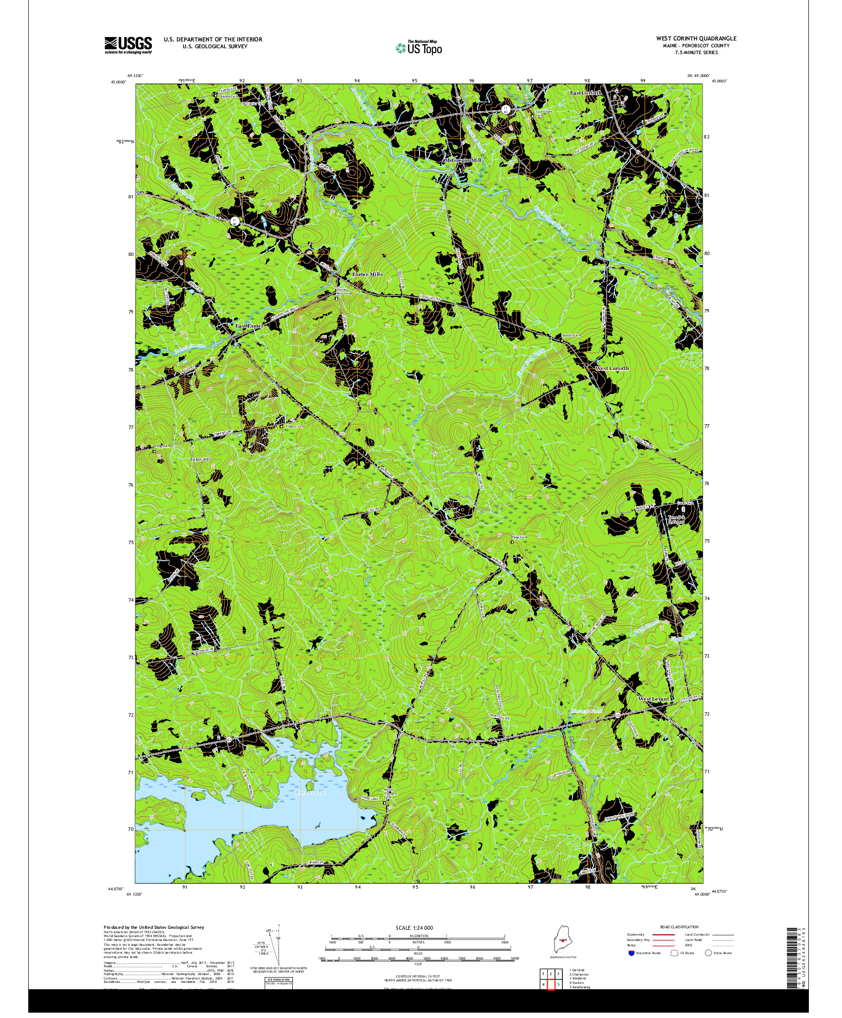 USGS US TOPO 7.5-MINUTE MAP FOR WEST CORINTH, ME 2018