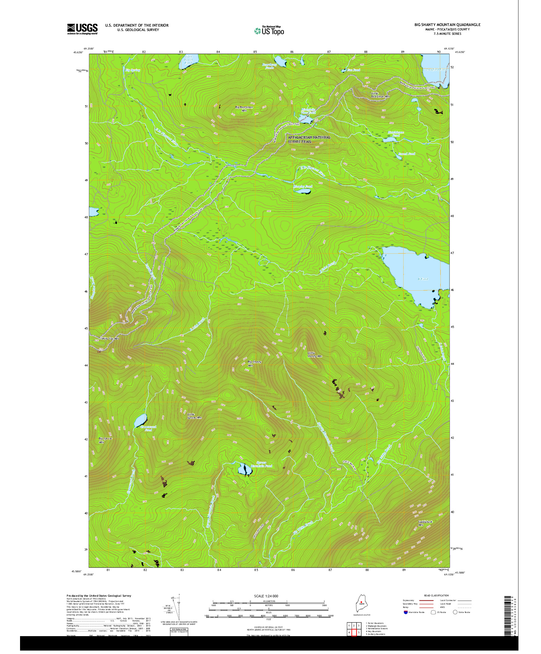 USGS US TOPO 7.5-MINUTE MAP FOR BIG SHANTY MOUNTAIN, ME 2018